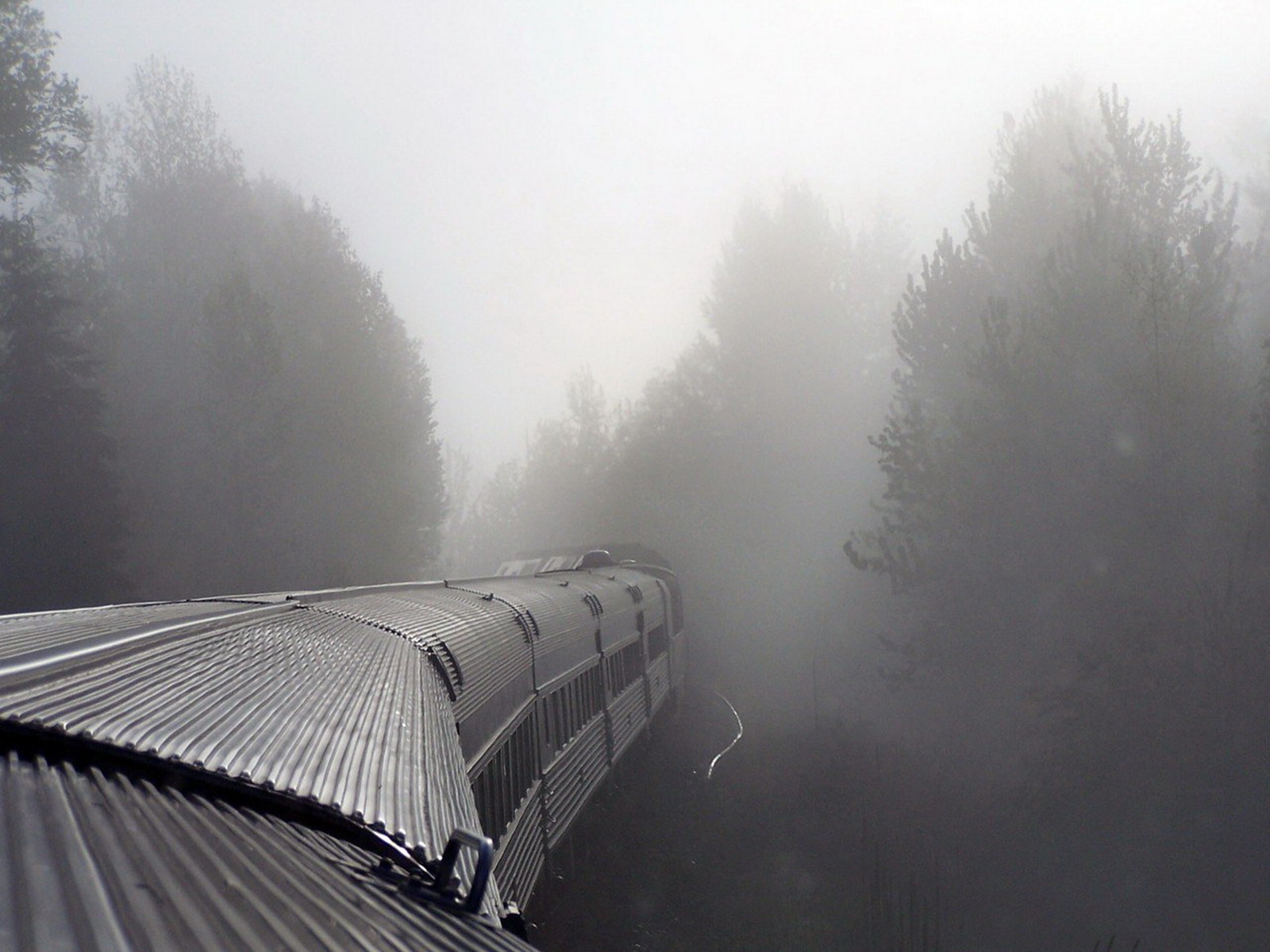 Download Wallpaper fog train coach railway carriage, 1600x Ghost Train