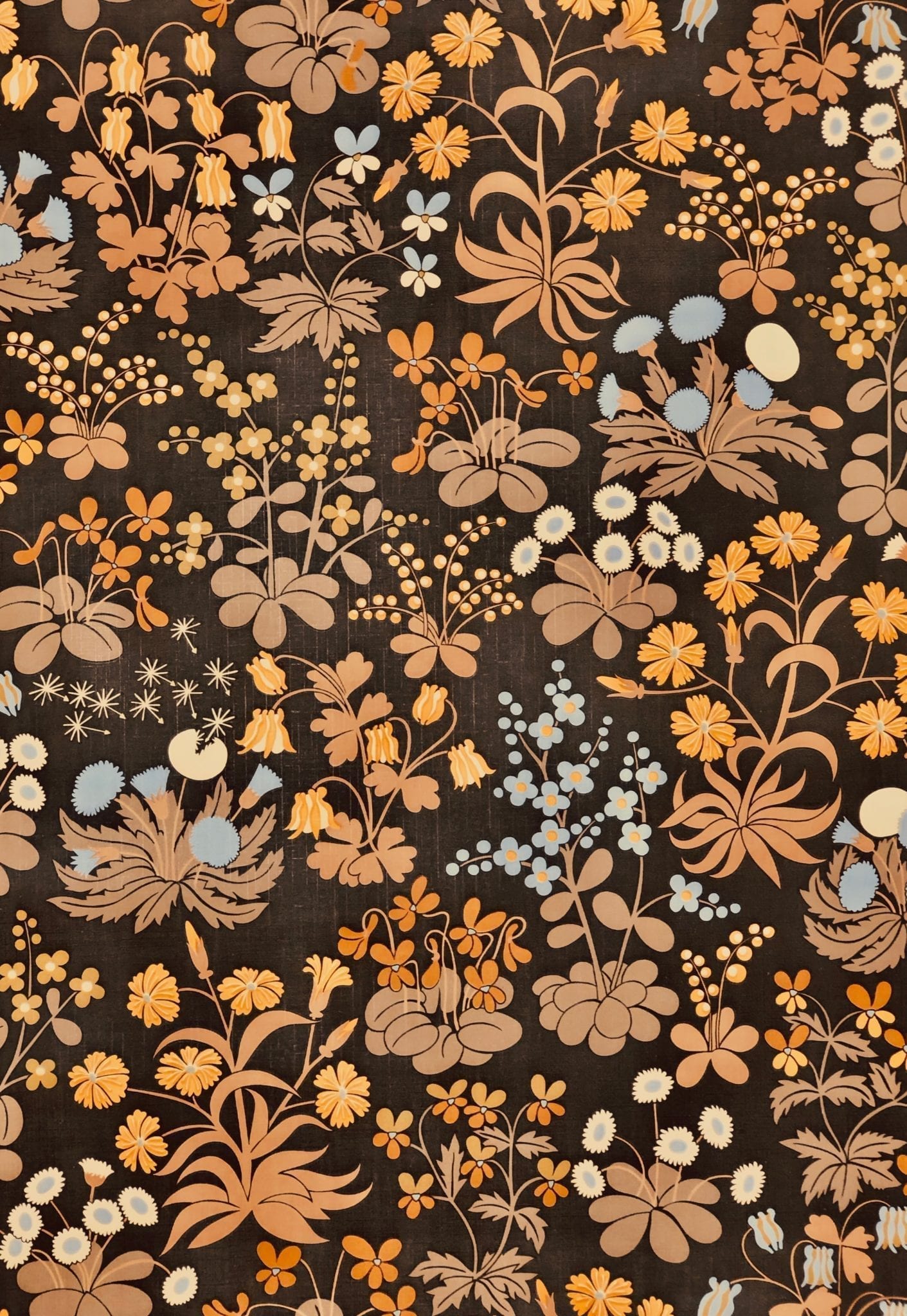 vintage wallpaper, pattern, brown, orange, floral design, leaf, design, beige, textile, plant, visual arts