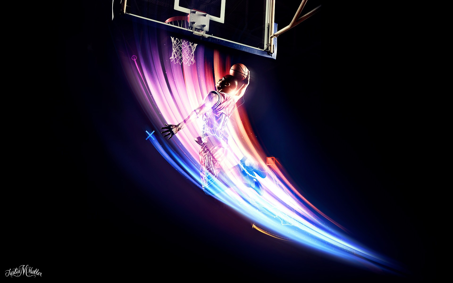 Wallpaper, sports, night, neon, space, circle, basketball, NBA, laser, light, color, lighting, shape, flame, darkness, 1920x1200 px, computer wallpaper, atmosphere of earth 1920x1200