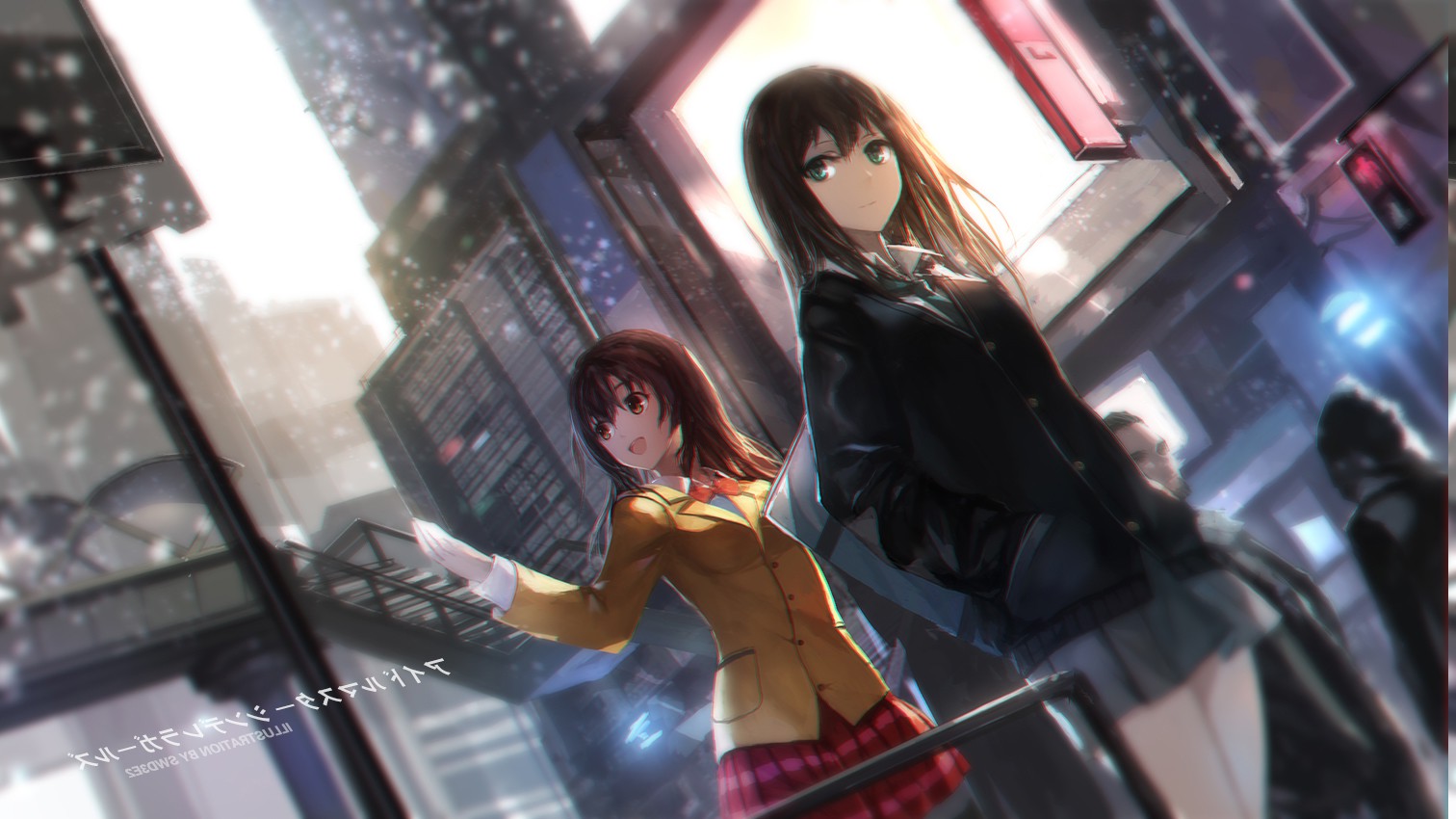 THE IDOLM Cinderella Girls, Shibuya Rin, Shimamura Uzuki, Long Hair, Ribbon, City, Cityscape, Anime, Anime Girls, Swd3e2 Wallpaper HD / Desktop and Mobile Background