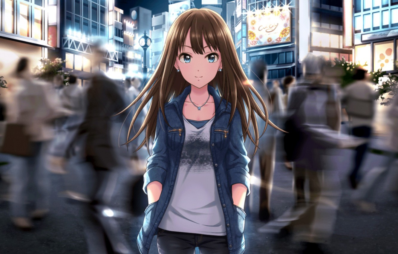 Wallpaper girl, the city, smile, people, the crowd, home, anime, art, idolmaster, shibuya rin, idolmaster cinderella girls image for desktop, section прочее