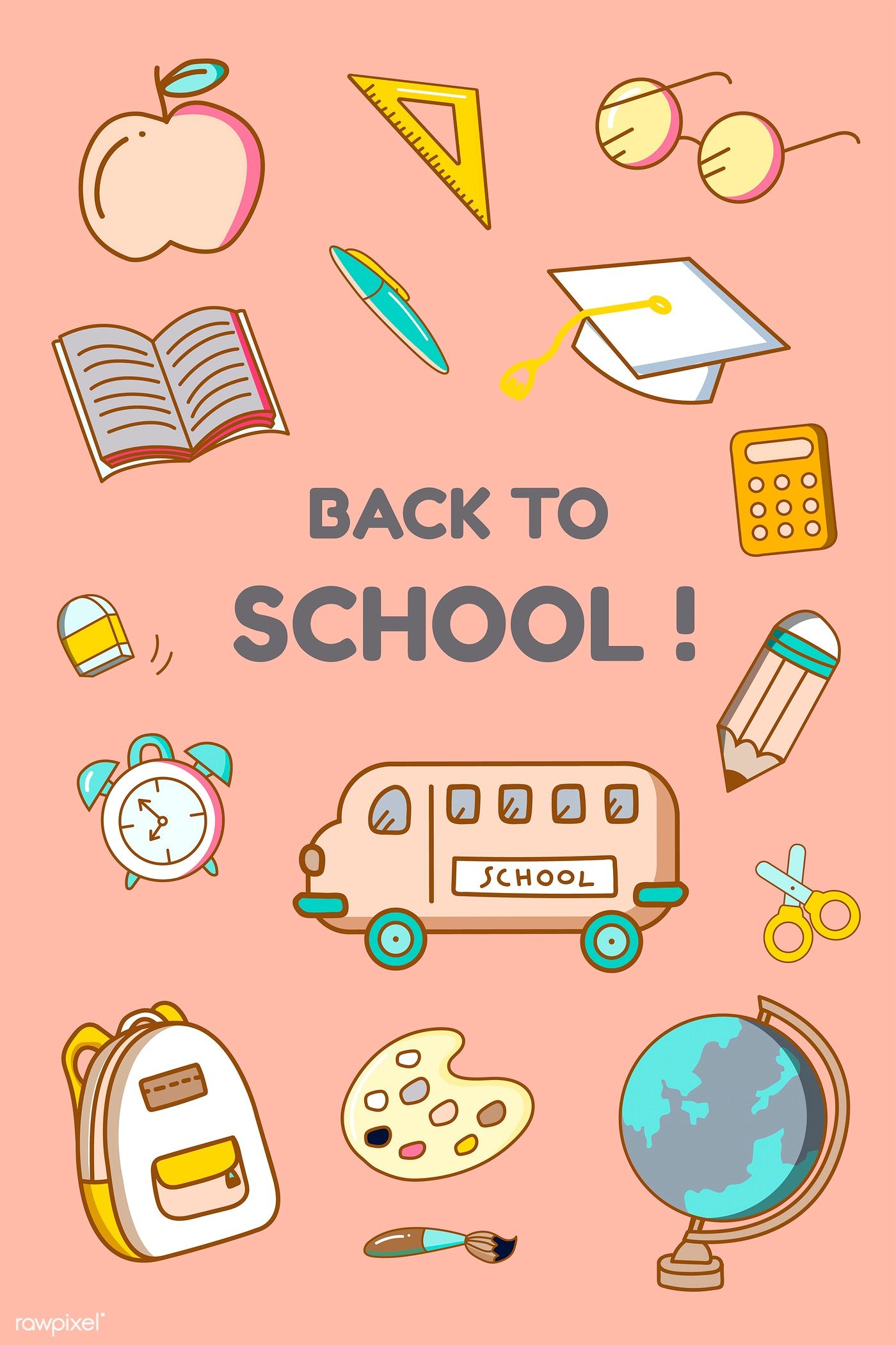 Back to school stationery vector. free image / nap. Back to school stationery, Back to school wallpaper, School stationery