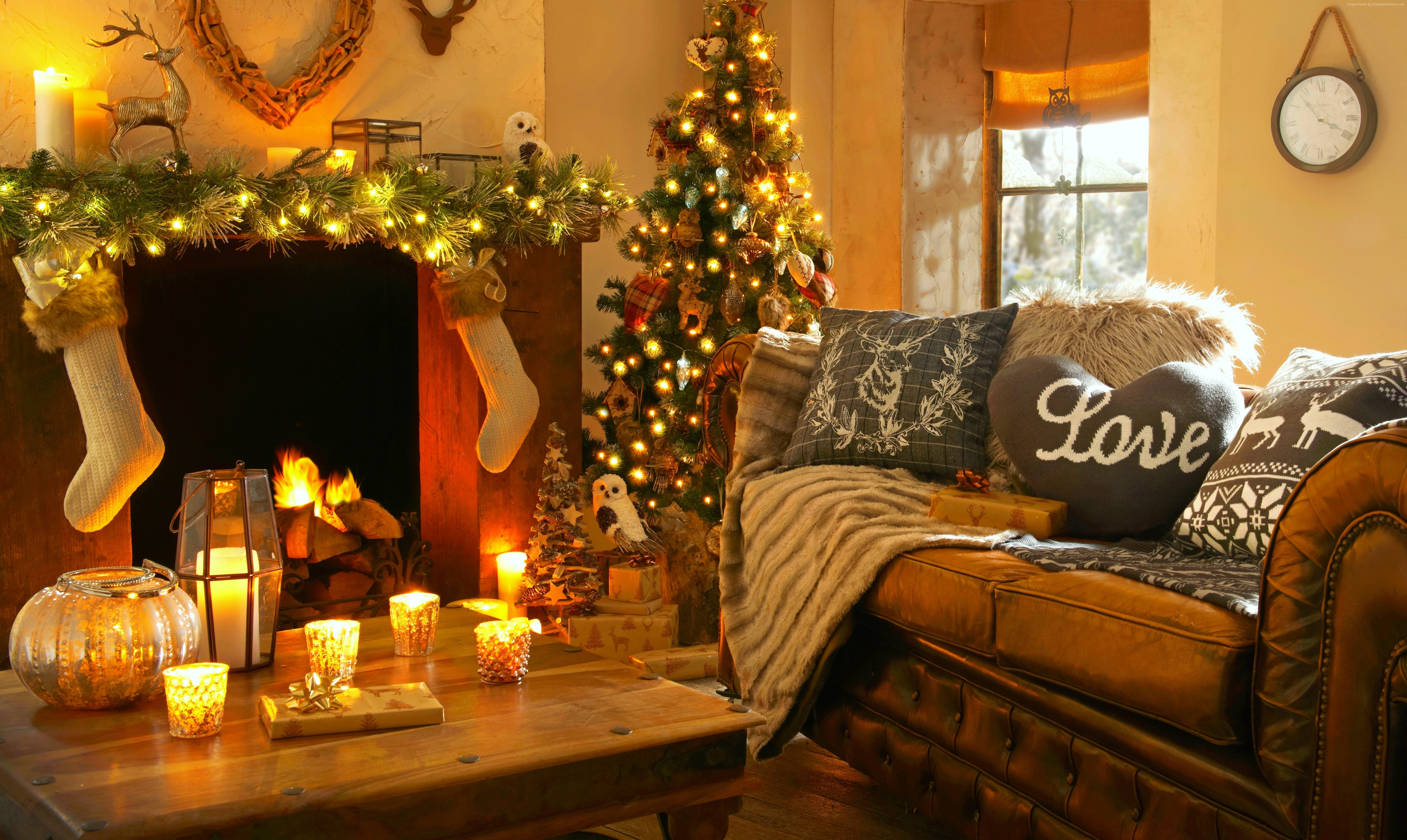 #home, #candles, #fire, #pillows, , #light, #Christmas, #new year. Mocah HD Wallpaper