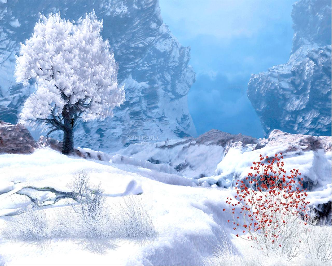 Free Animated Snow Scene Wallpaper
