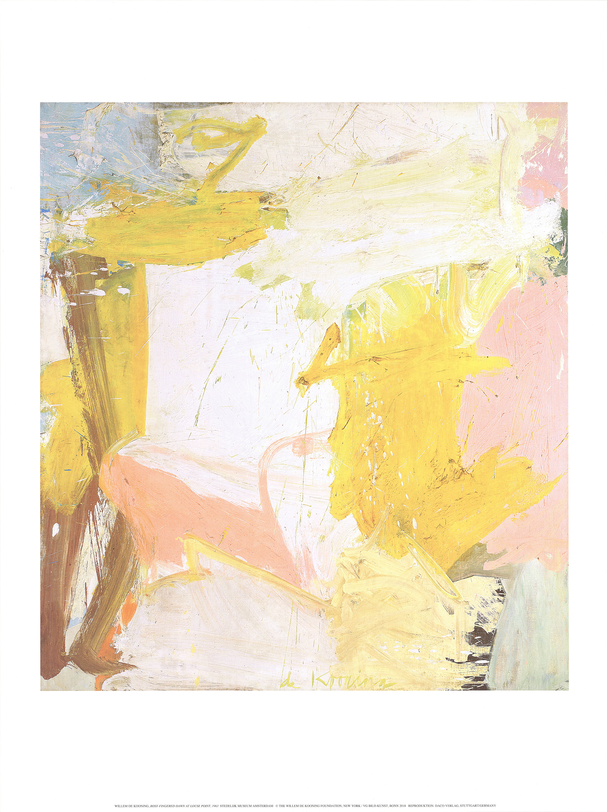 WILLEM DE KOONING Rosy Fingered Dawn At Louse Point 31.5 X 23.5 Offset Lithograph 2018 Abstract Expressionist Yellow