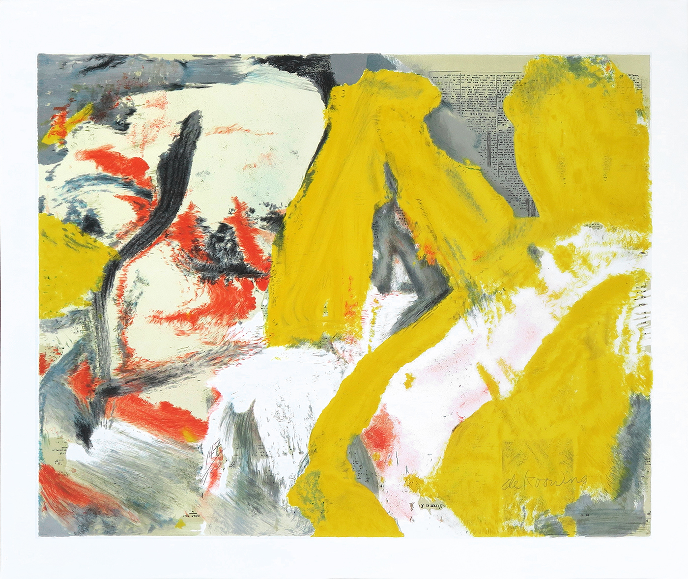 Willem De Kooning, offset lithograph, signed print, The Man and the big Blonde, 1982