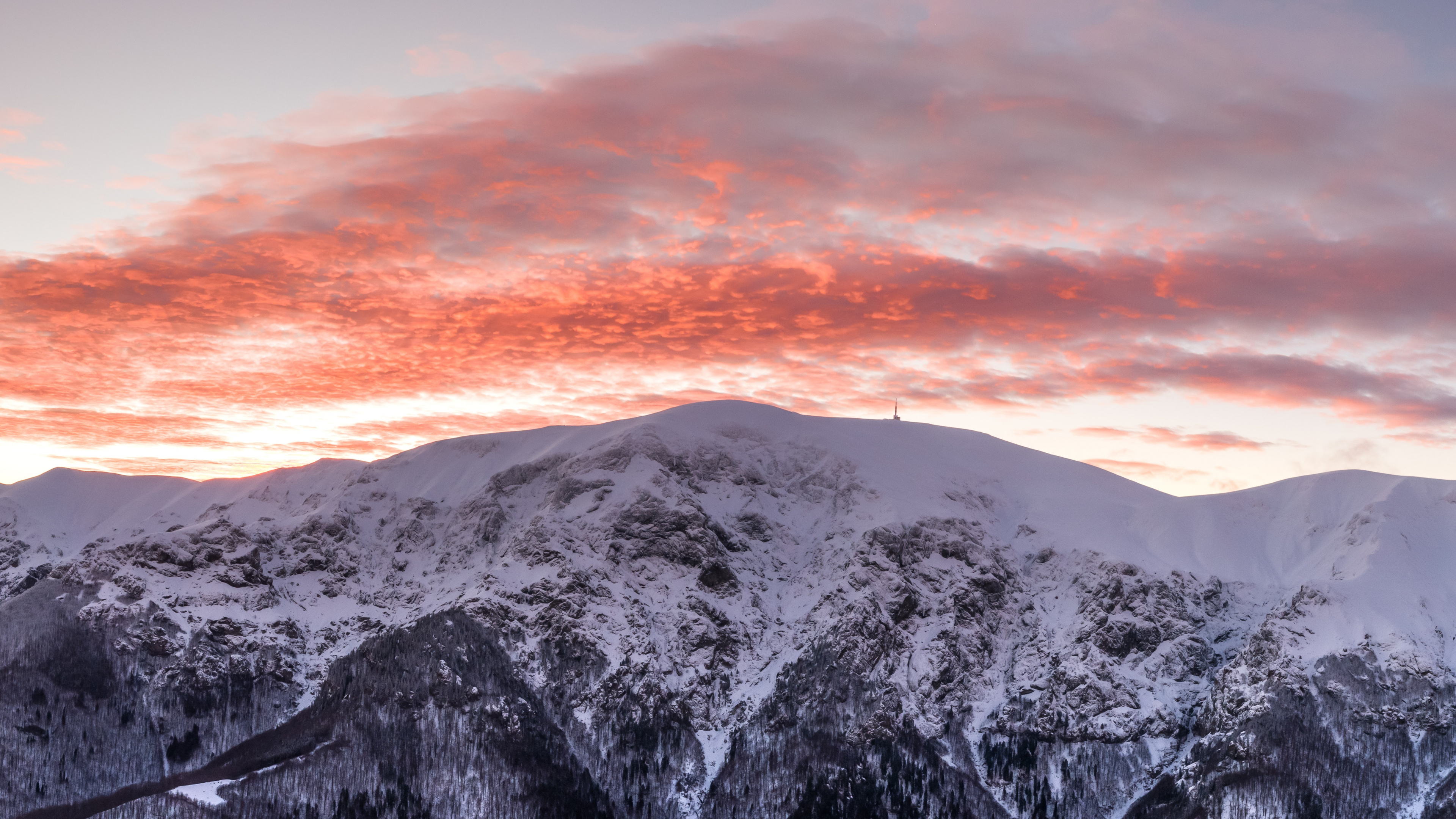 Download Winter, glacier, mountains, sunset wallpaper, 3840x2160, 4K UHD 16:9, Widescreen
