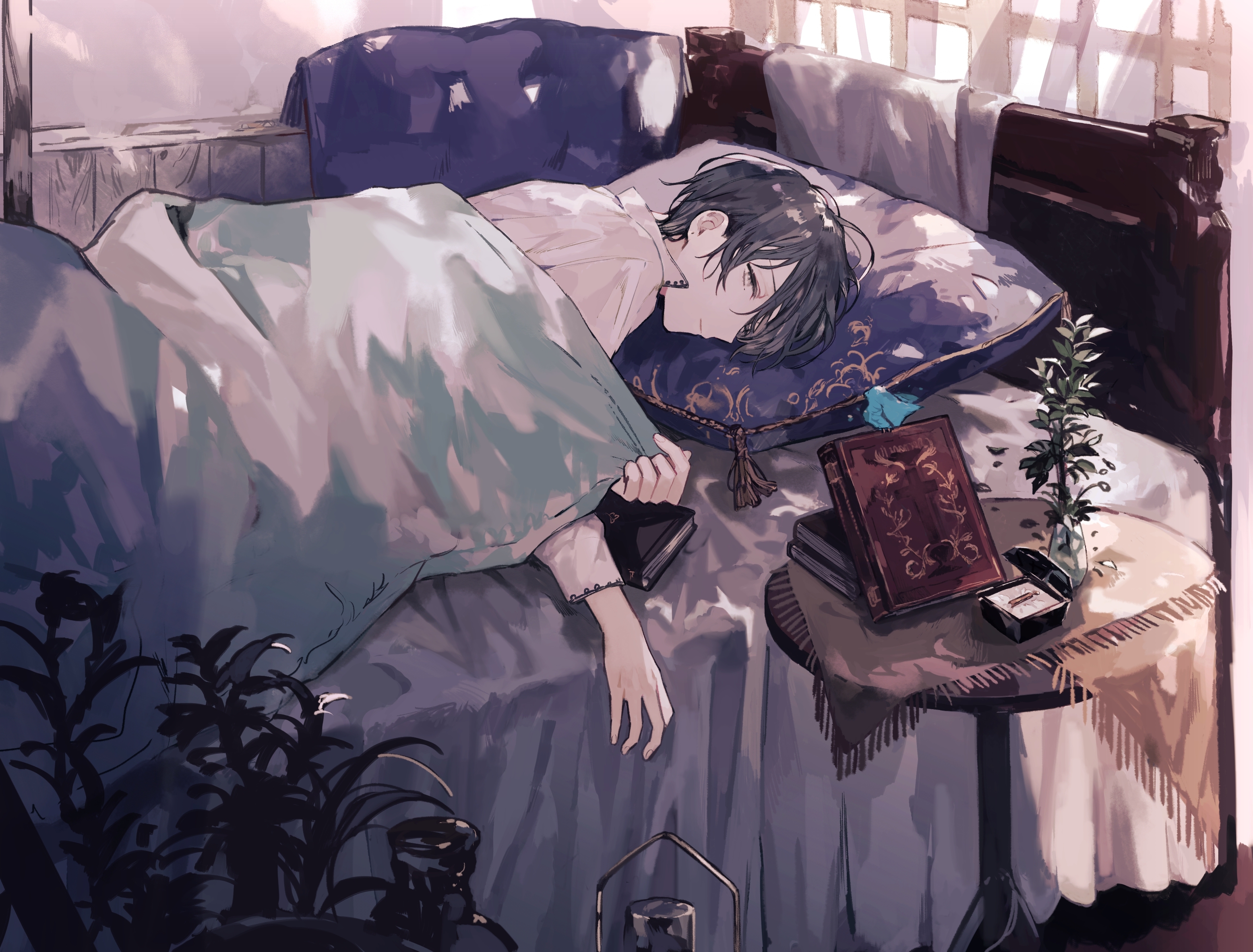 Wallpaper Sleeping, Shoujo, Books, Anime Boy:3112x2364