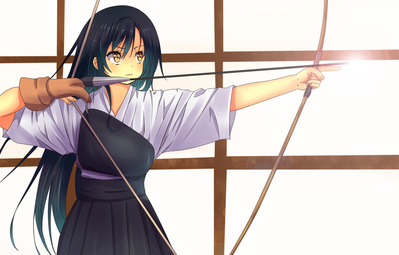 Wallpaper girl, weapons, bow, art, Archer, love live! school idol project, sonoda umi, odamanoe image for desktop, section сёдзё