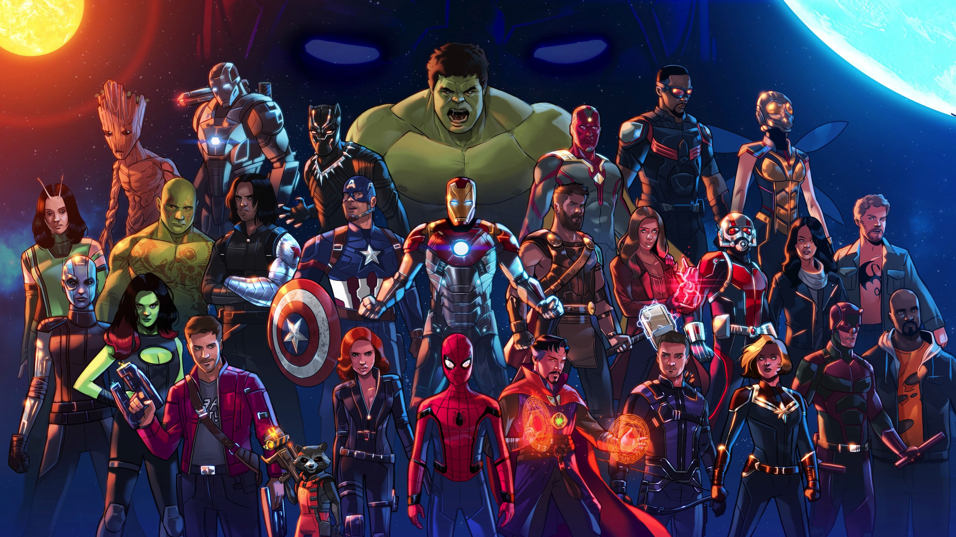 Desktop Wallpaper Avengers, Superheroes, Team, Marvel Comics, Fan Art, HD Image, Picture, Background, 515311