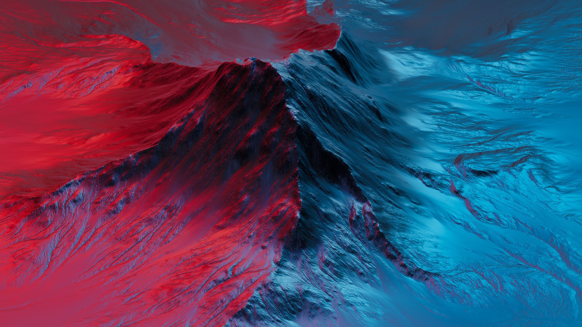 Desktop Wallpaper Mountain, Neon, Red Blue, Redmibook, HD Image, Picture, Background, Fe9550