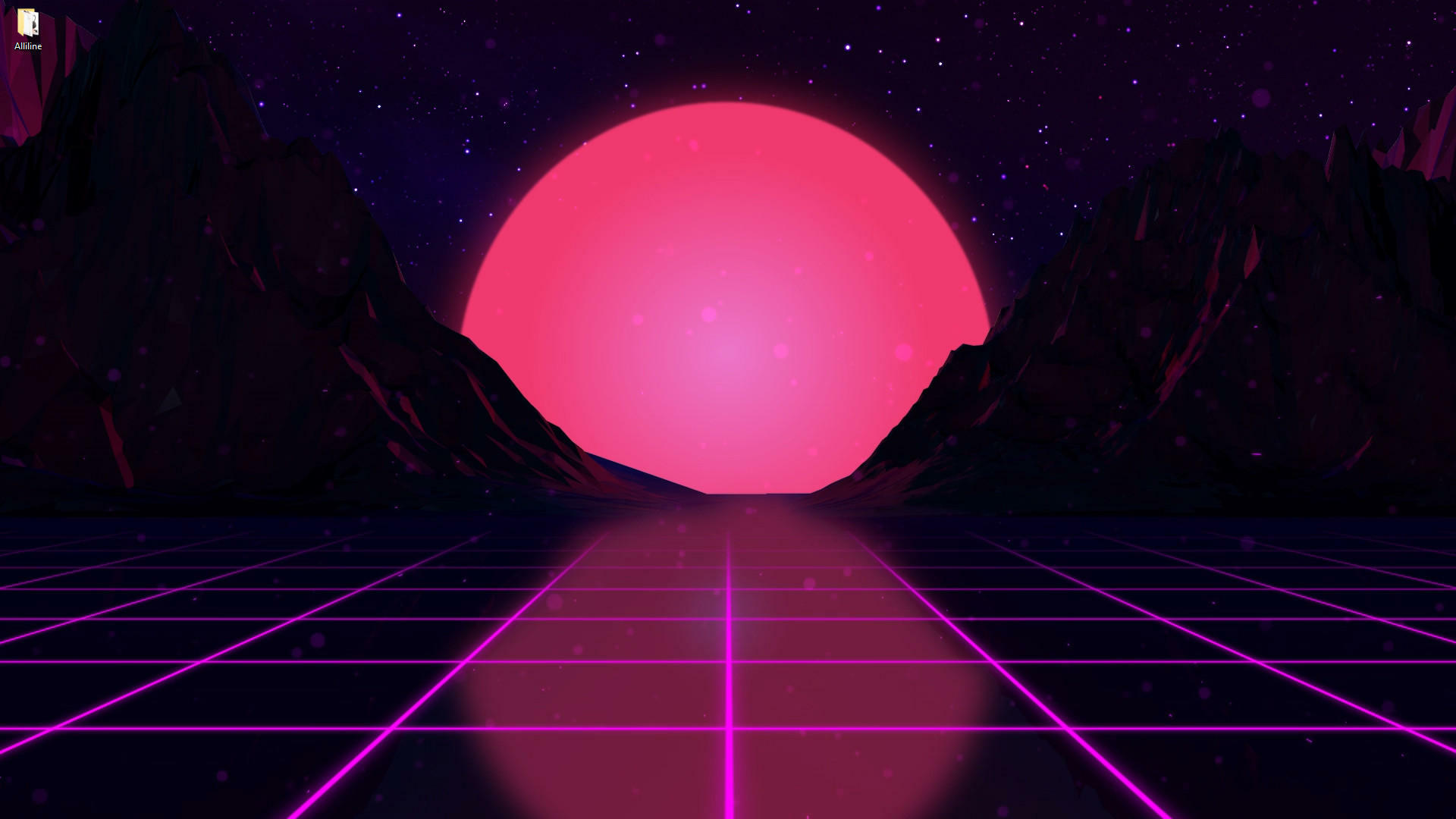 Neon Plane, The Mountain And The Red Moon 3D Live Wallpaper [DOWNLOAD FREE]
