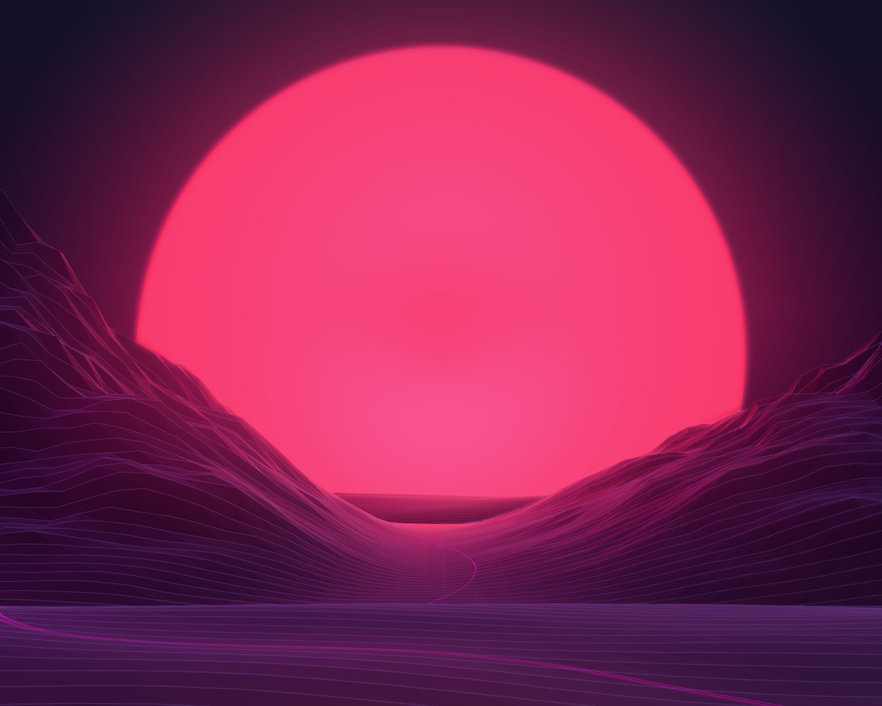 Big Sun Neon Mountains 4k 1280x1024 Resolution HD 4k Wallpaper, Image, Background, Photo and Picture