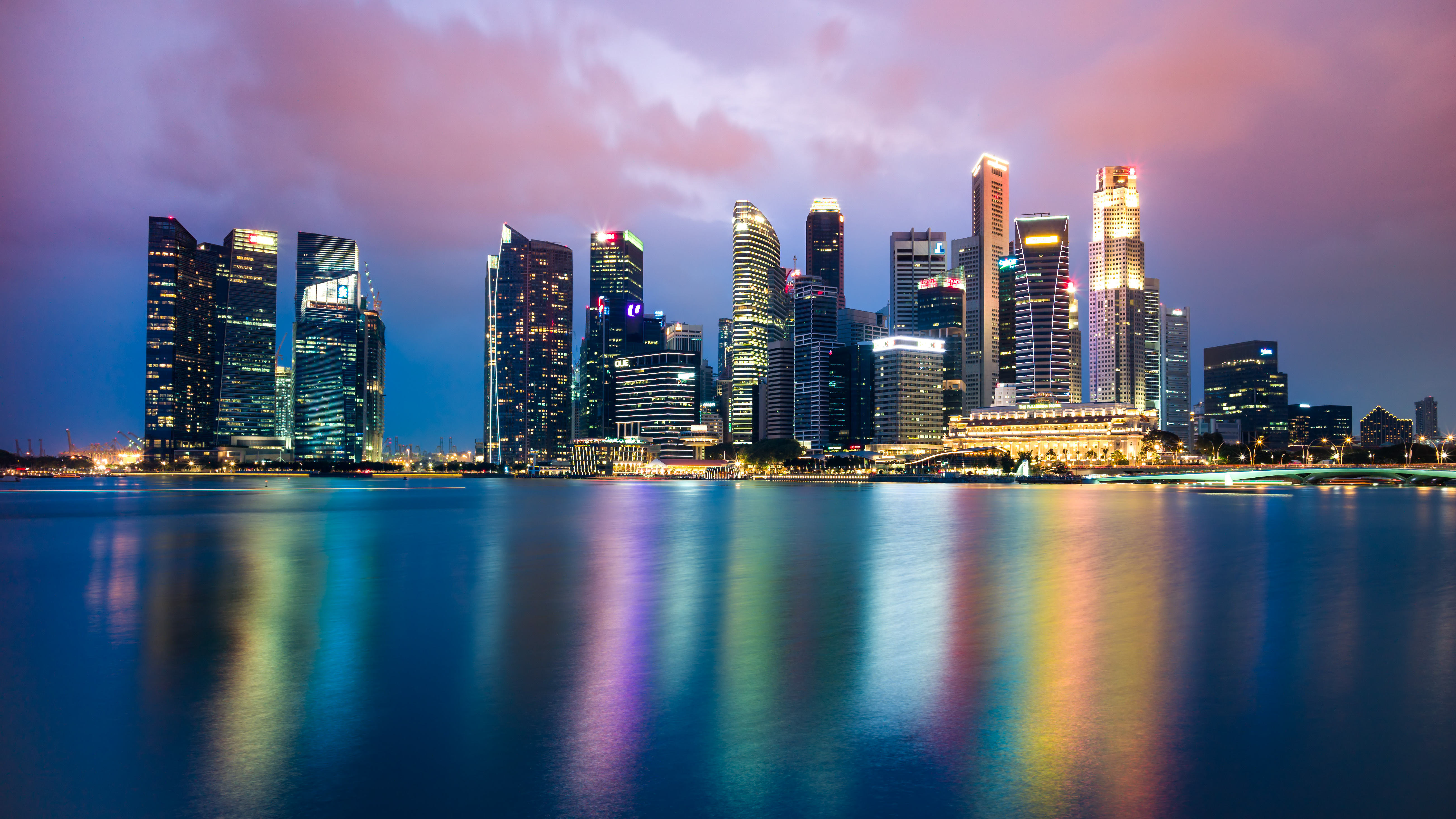 #Singapore, #Nightscape, K, #Skyline. Mocah HD Wallpaper