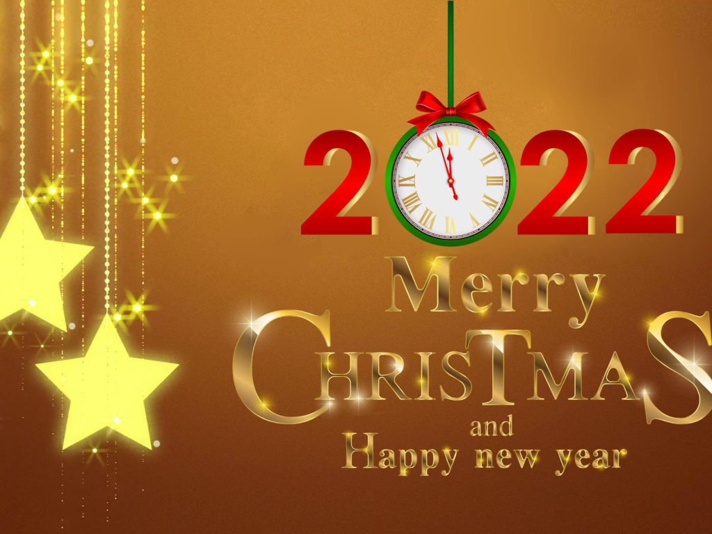 Merry Christmas And Happy New Year 2022 Gold 4k Ultra HD Desktop Wallpaper For Computers Laptop Tablet And Mobile Phones, Wallpaper13.com