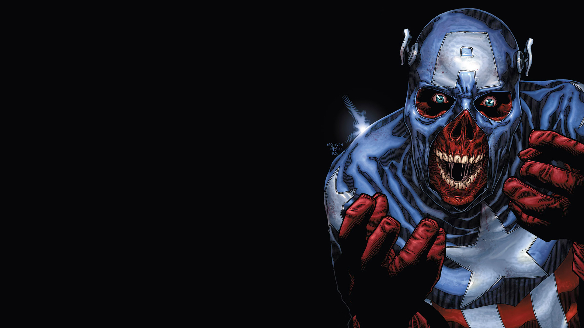 Wallpaper, Captain America, marvel, zombie art 1920x1080