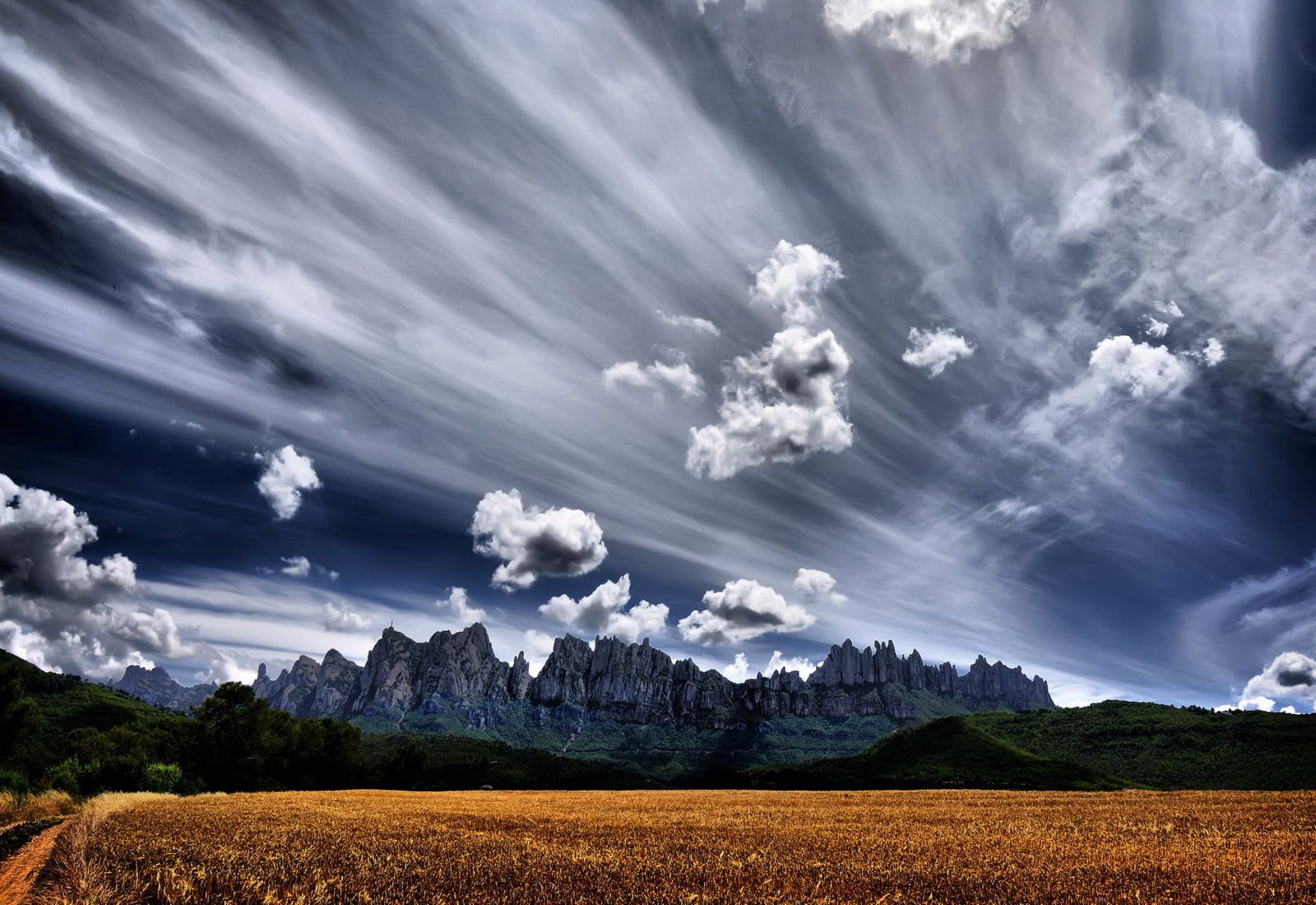 landscape photo of mountain under cloudy sky during daytime, montserrat, montserrat #Impressive #sky #Montserrat #landscape #pho. Sky, Landscape photo, Landscape