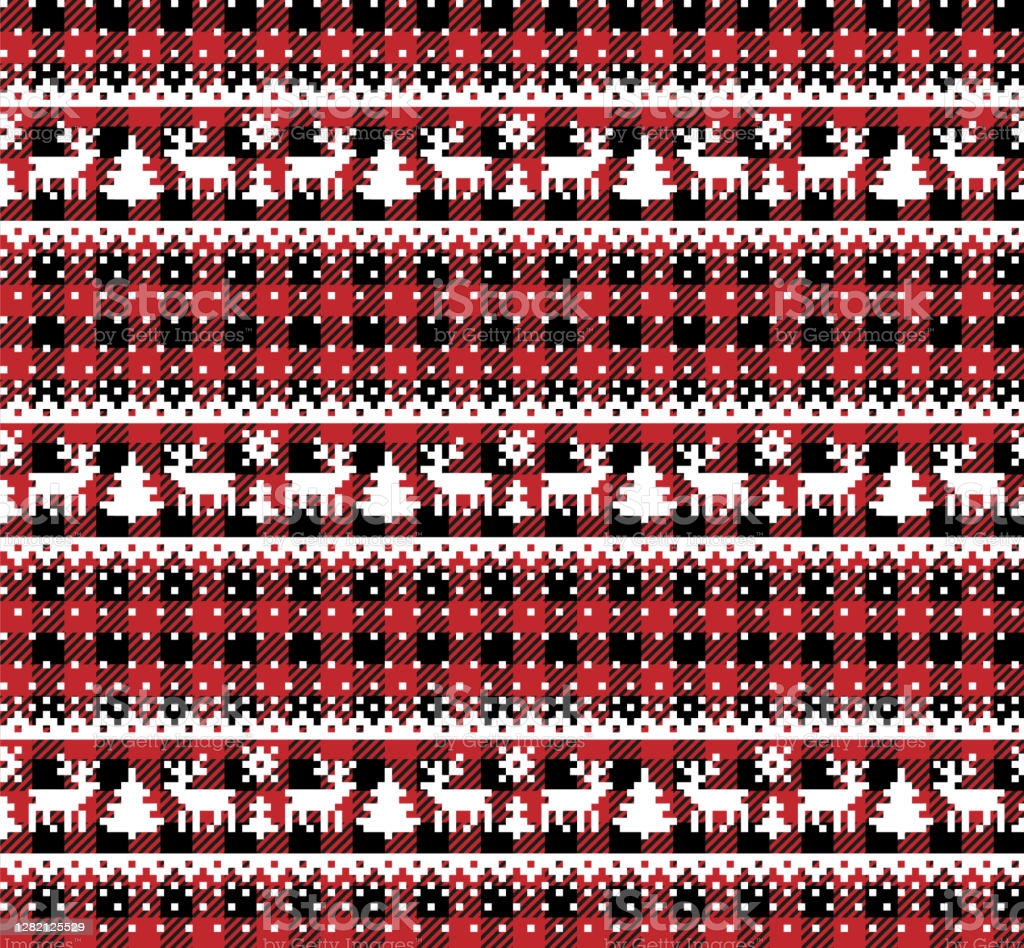 Christmas And New Year Pattern At Buffalo Plaid Festive Background For Design And Print Stock Illustration Image Now