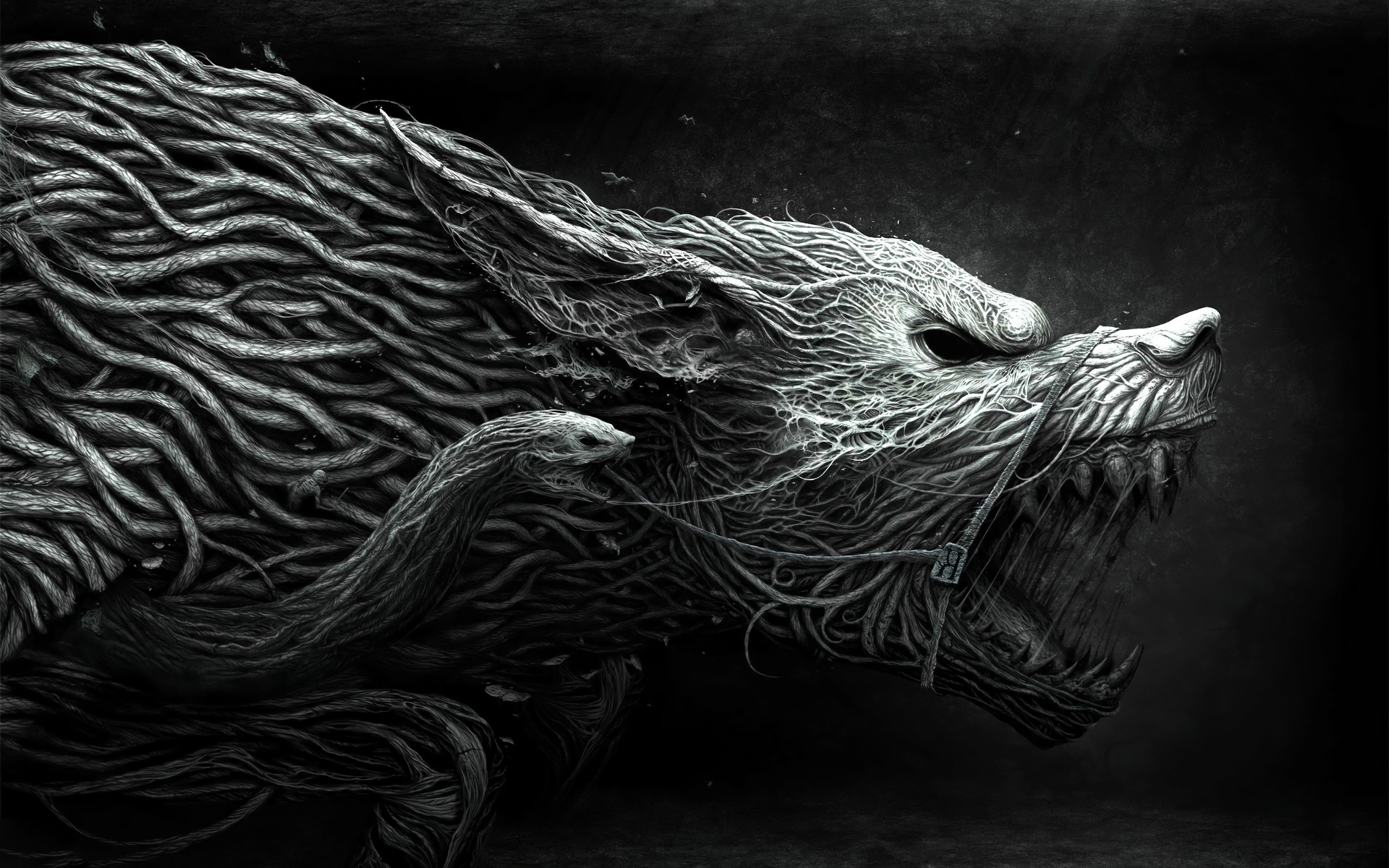 Animal Creature Creepy Fantasy Snake Wolf Wallpaper:1920x1200