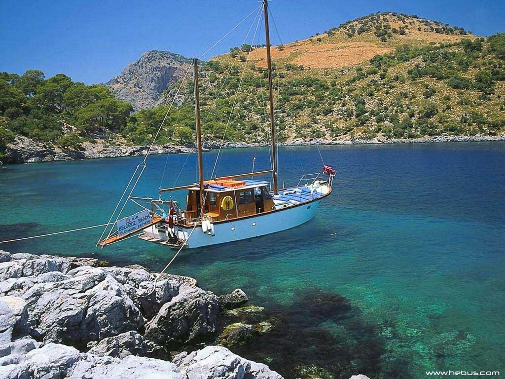 Download Wallpaper sea turkey yacht fethiye, 1024x768, Fethiye, Turkey