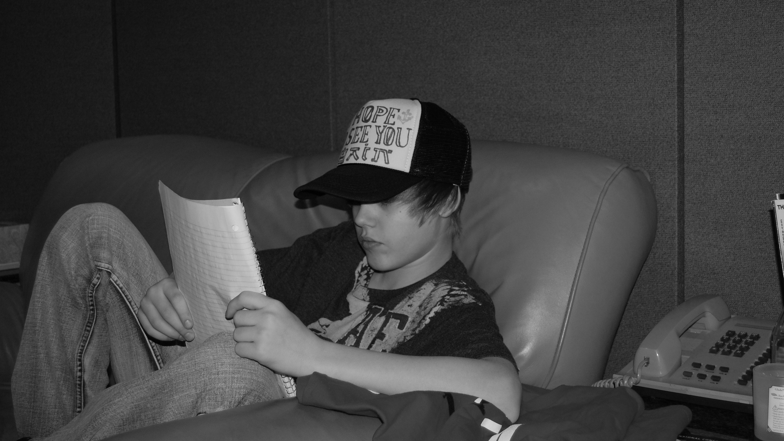 Justin Bieber Black and White HD Wallpaper