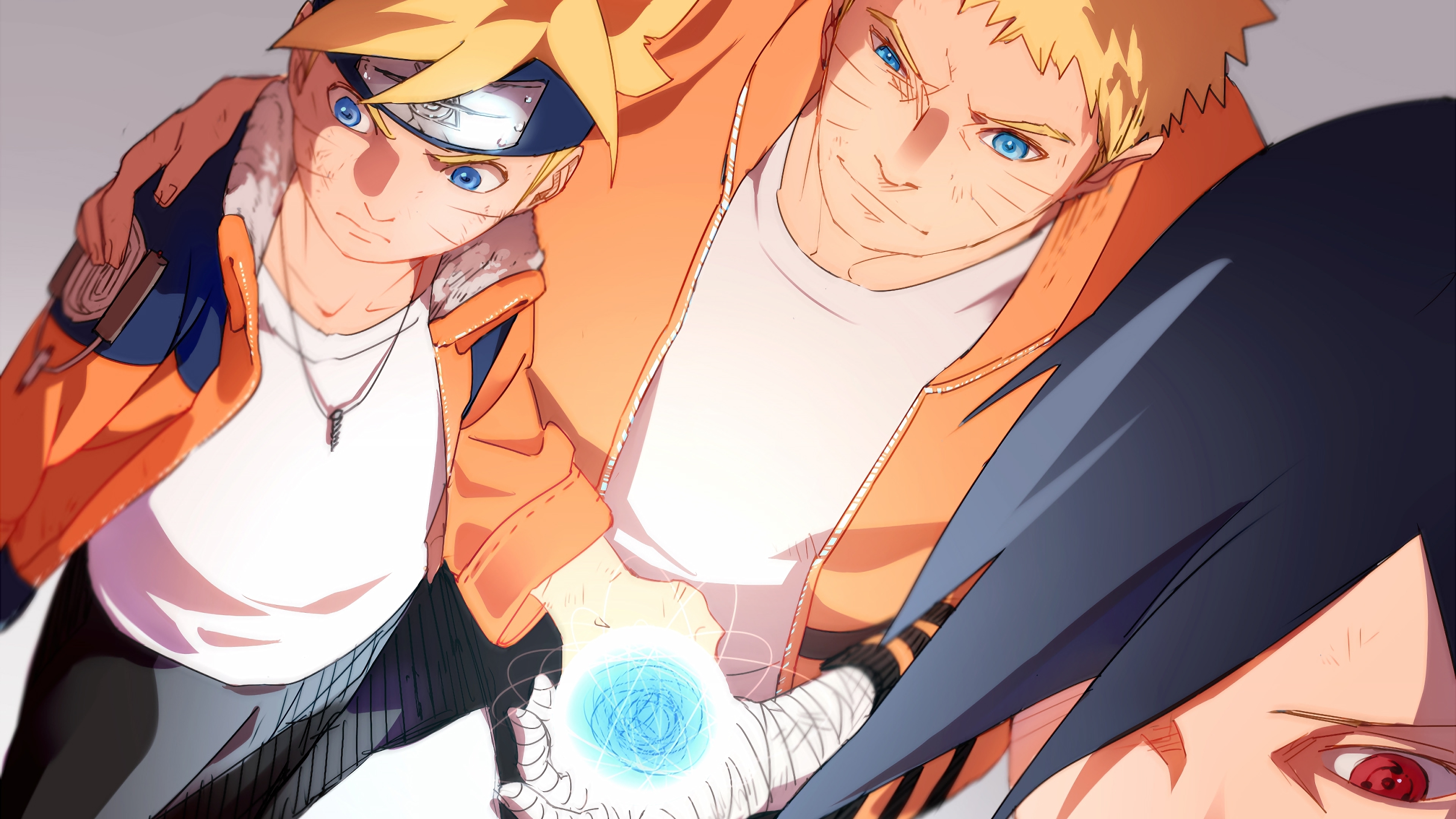 Wallpaper Uzumaki Boruto, Uchiha Sasuke, Uzumaki Naruto, Rasengan:3840x2160