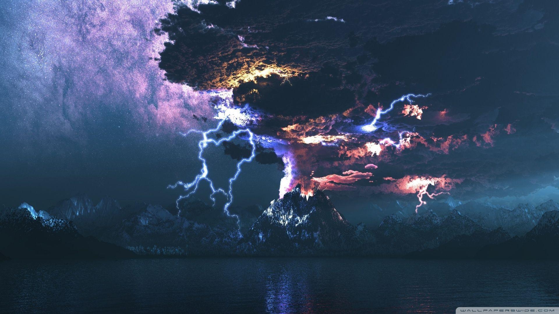 Volcano Eruption Lightning ❤ 4K HD Desktop Wallpaper for 4K Ultra