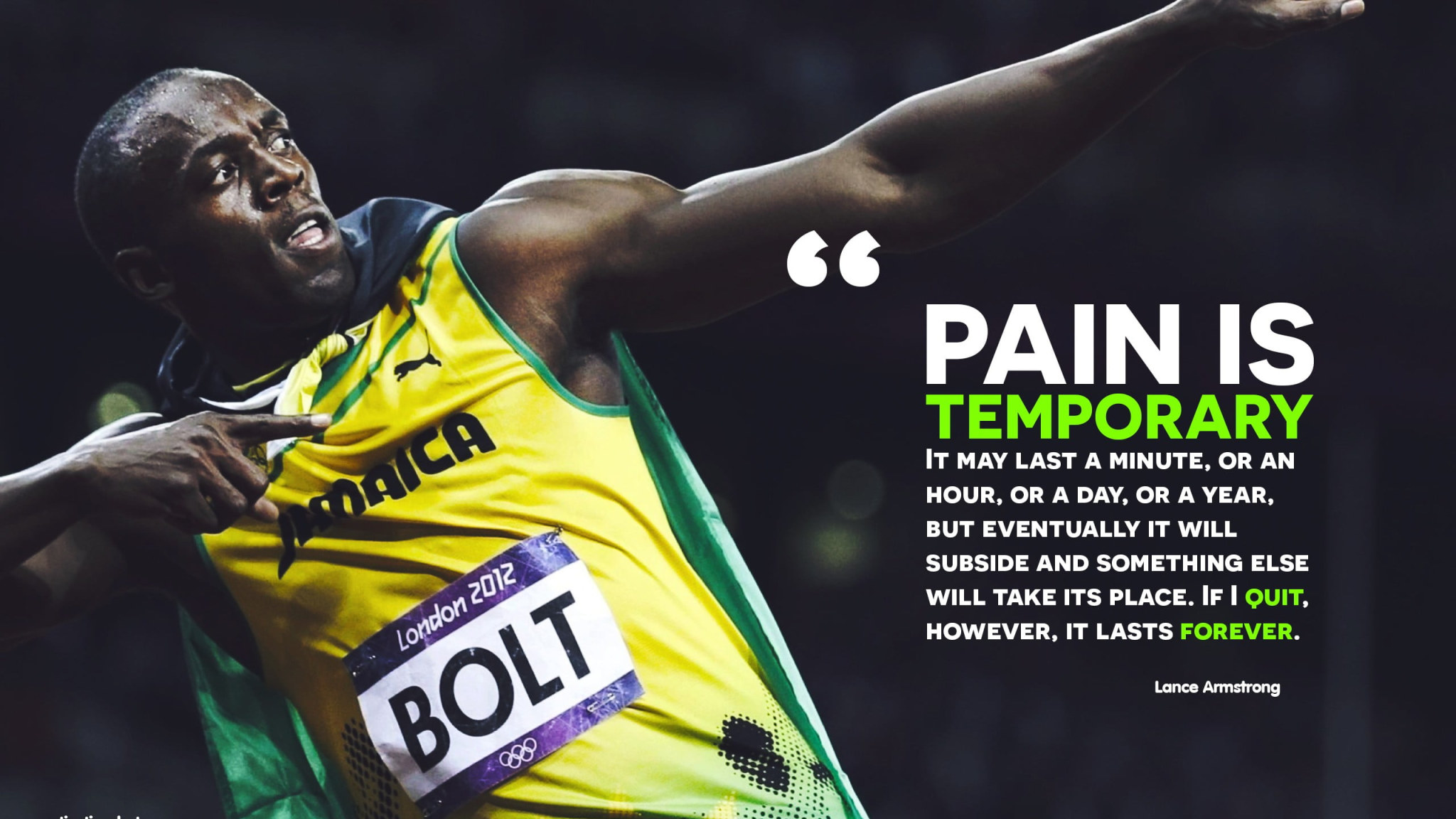 Wallpaper yellow jersey with text overlay, Usain Bolt, running, motivational • Wallpaper For You HD Wallpaper For Desktop & Mobile
