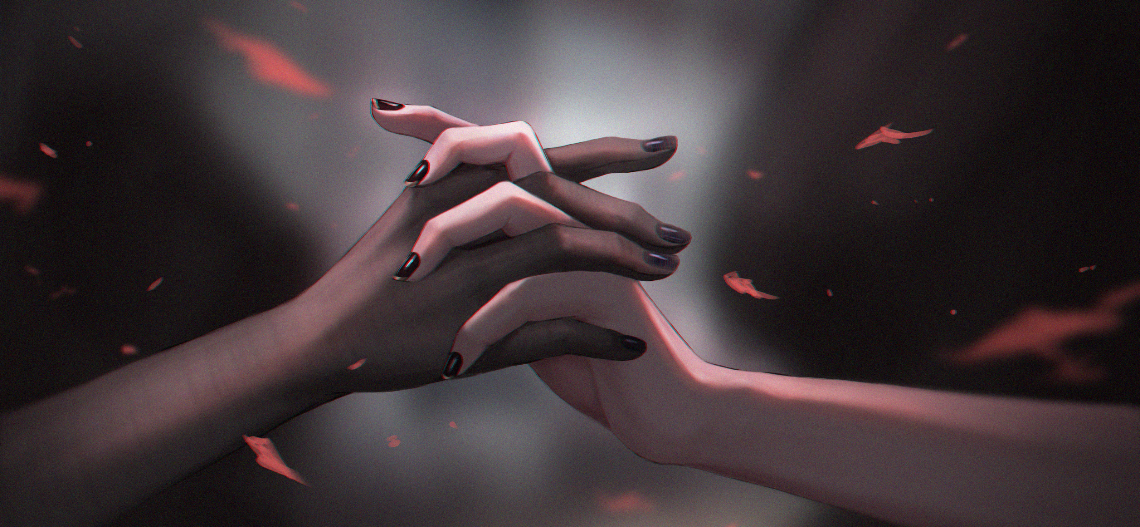 Anime Yurichtofen Holding Hands Wallpaper:3654x1688