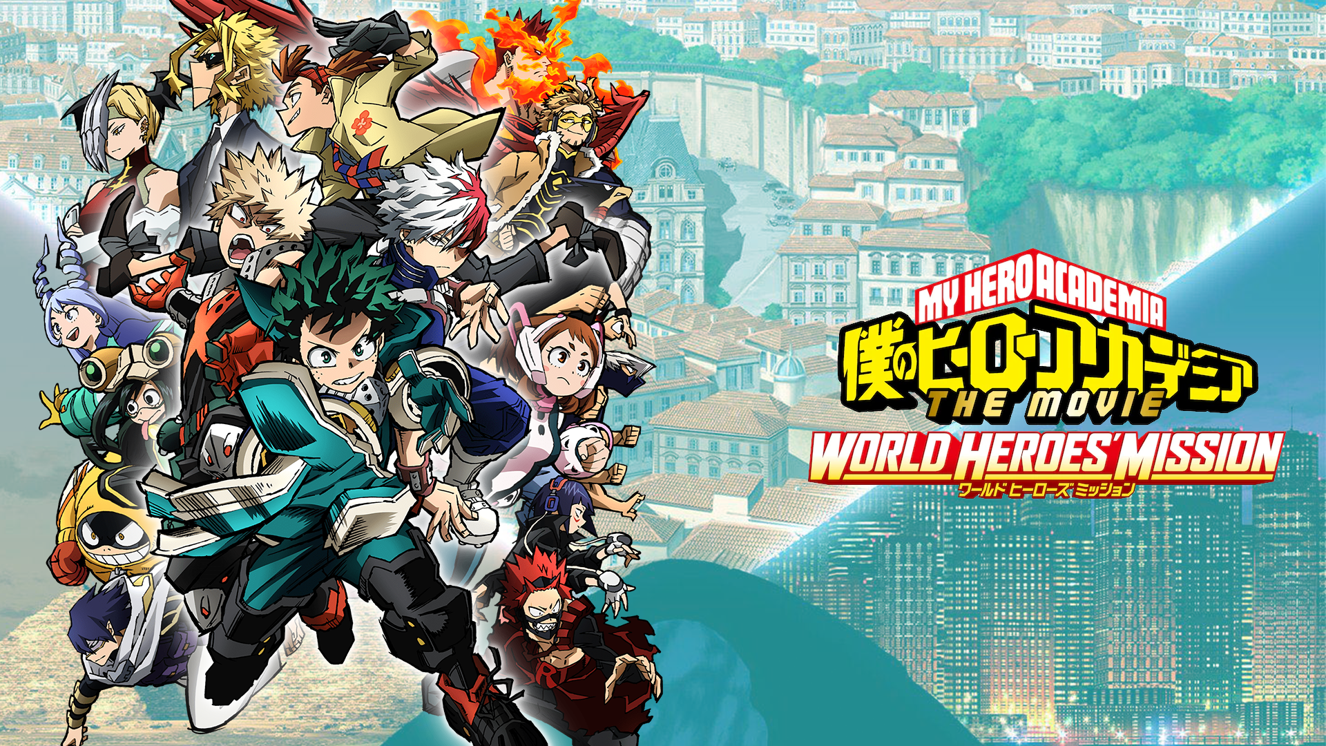 I made some wallpaper from the World Heroes Mission poster.: BokuNoHeroAcademia