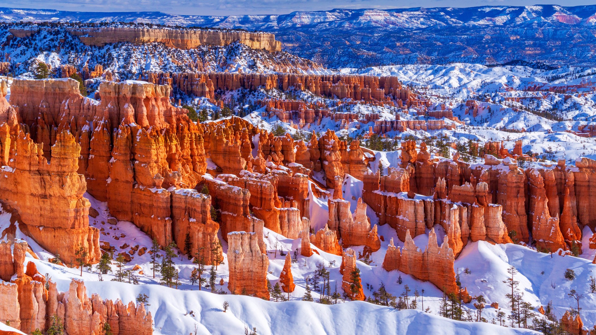 Aerial View Of Bryce Canyon National Park USA Utah With Snow During Winter HD Nature Wallpaper