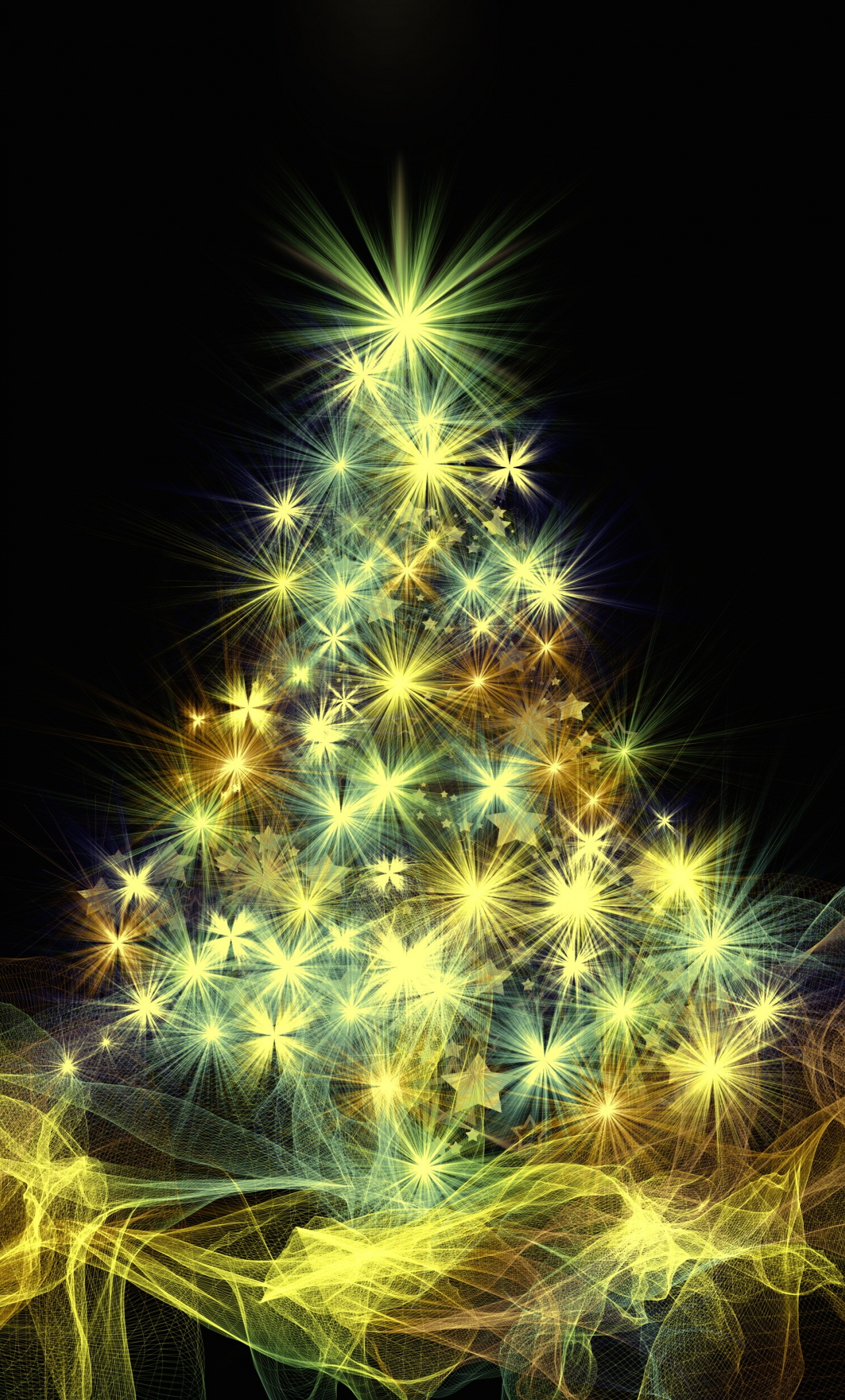 Download Christmas tree, holiday, digital art, dark wallpaper, 1280x iPhone 6 Plus