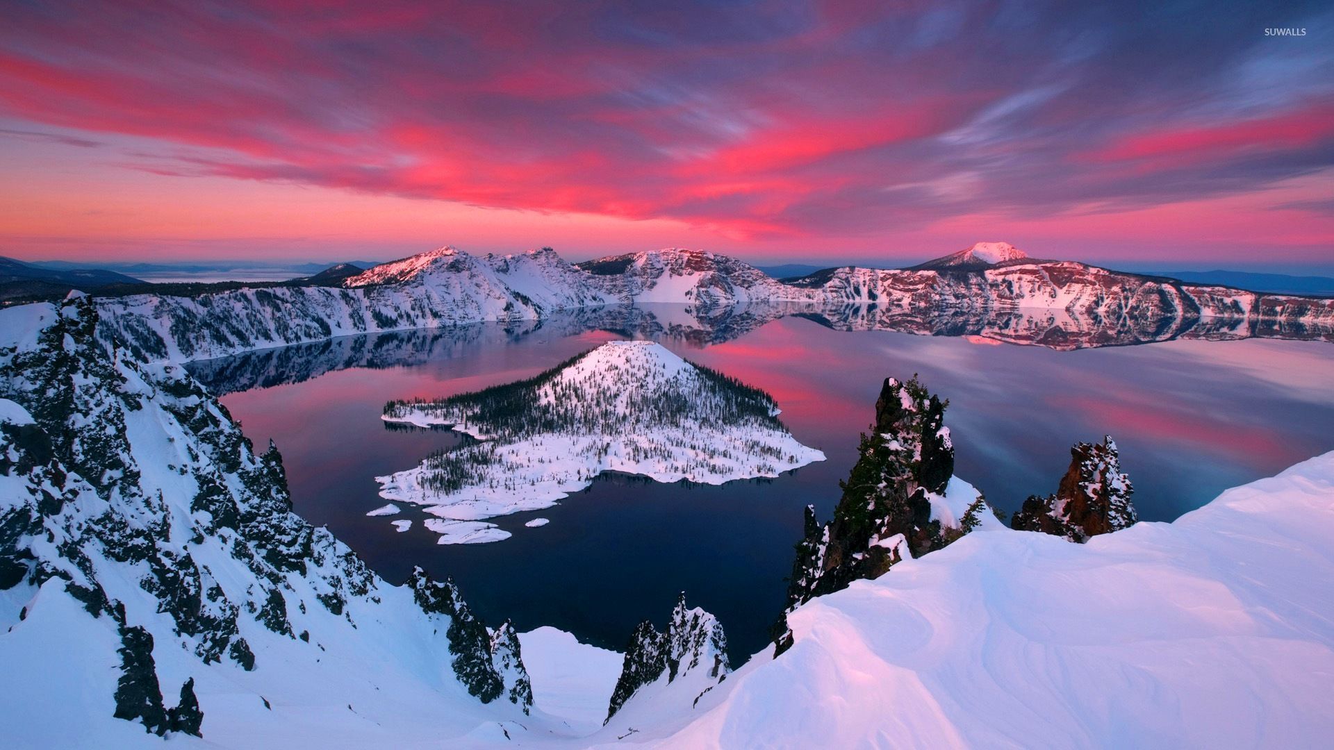 Crater lake during winter wallpaper wallpaper