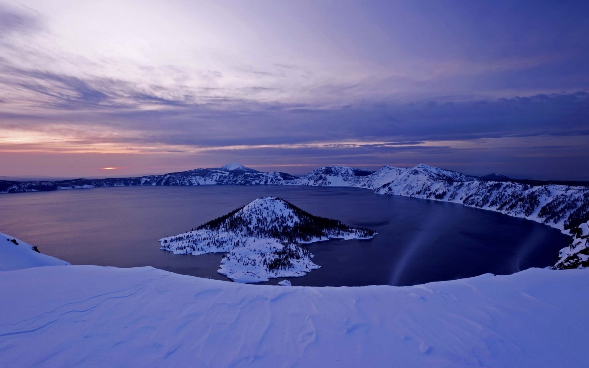 crater, Lake, Frozen, Winter, Volcano, Oregon Wallpaper HD / Desktop and Mobile Background