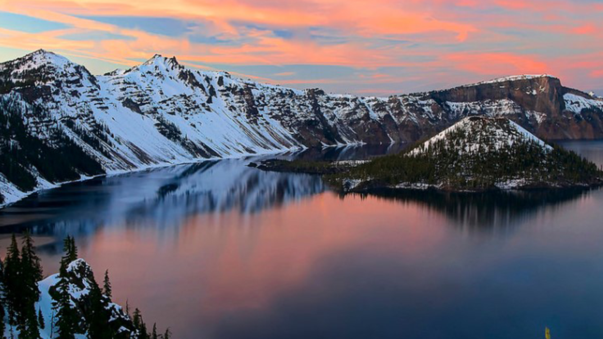 Sunset on Crater Lake Crater Lake National Park, Oregon.A winter sunset on Crater Lake. Thanks for looking and make it a great day!