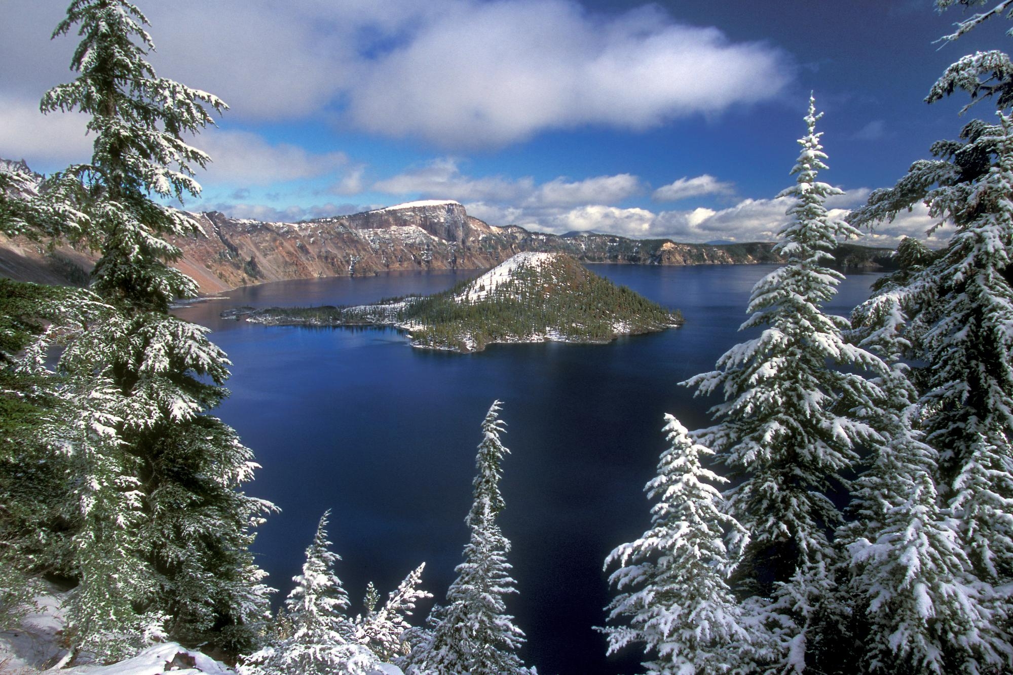 landscapes nature winter crater lake 1999x1333 wallpaper