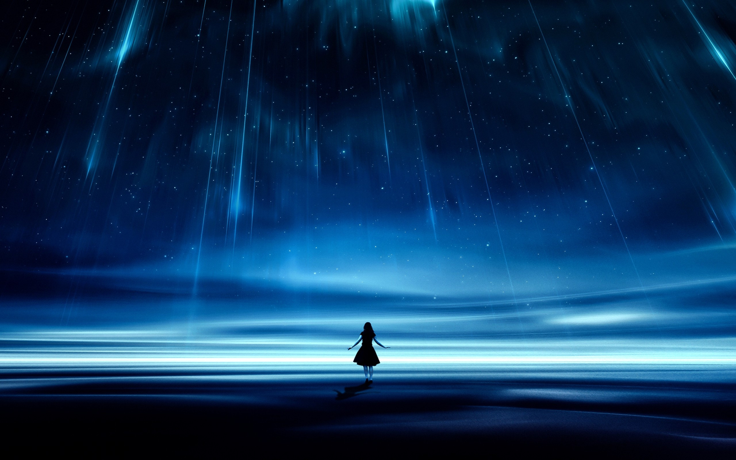 Download 2560x1600 Fantasy Woman, Sky, Night, Stars Wallpaper for MacBook Pro 13 inch