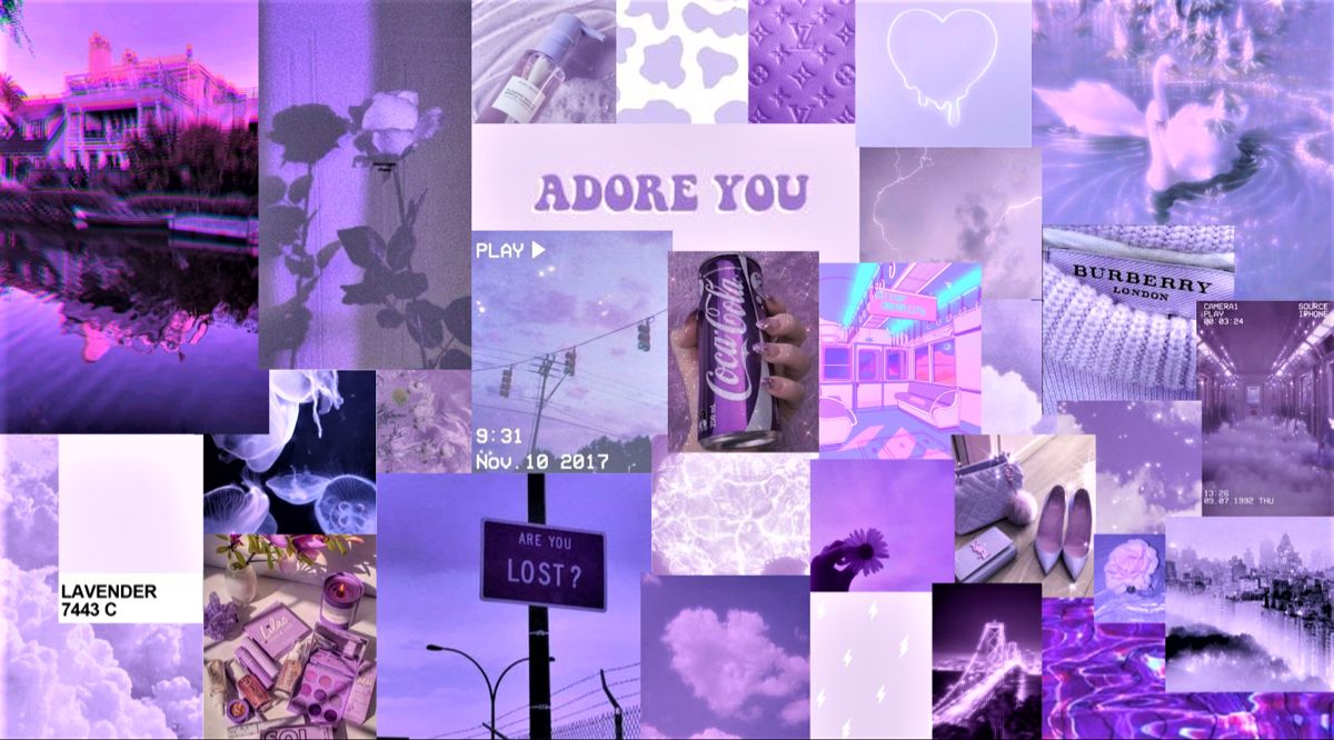Aesthetic Purple Wallpaper Collage. Fondos de pantalla, Fondos, Paisajes