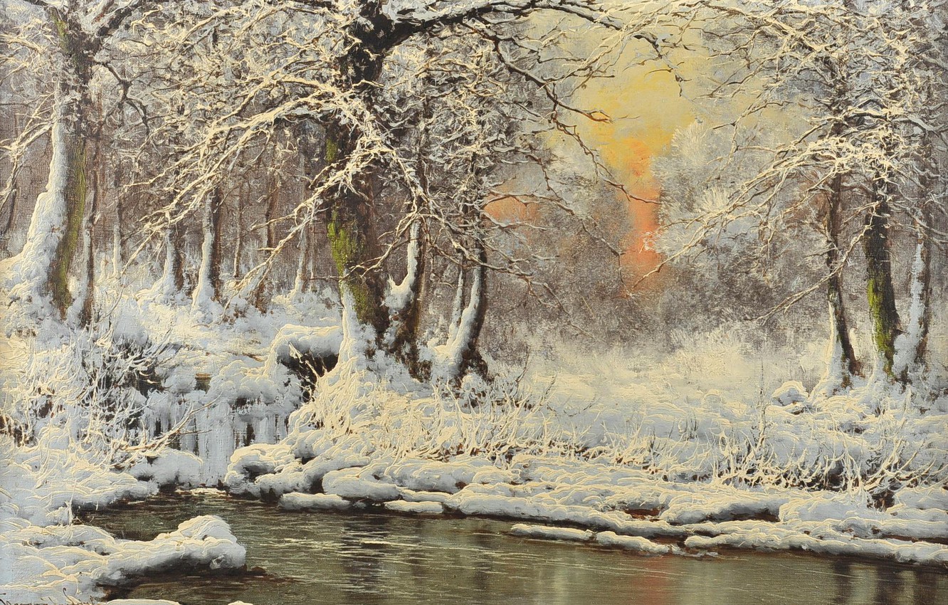 Wallpaper ice, winter, landscape, Hungary, Laszlo Neogrady image for desktop, section живопись