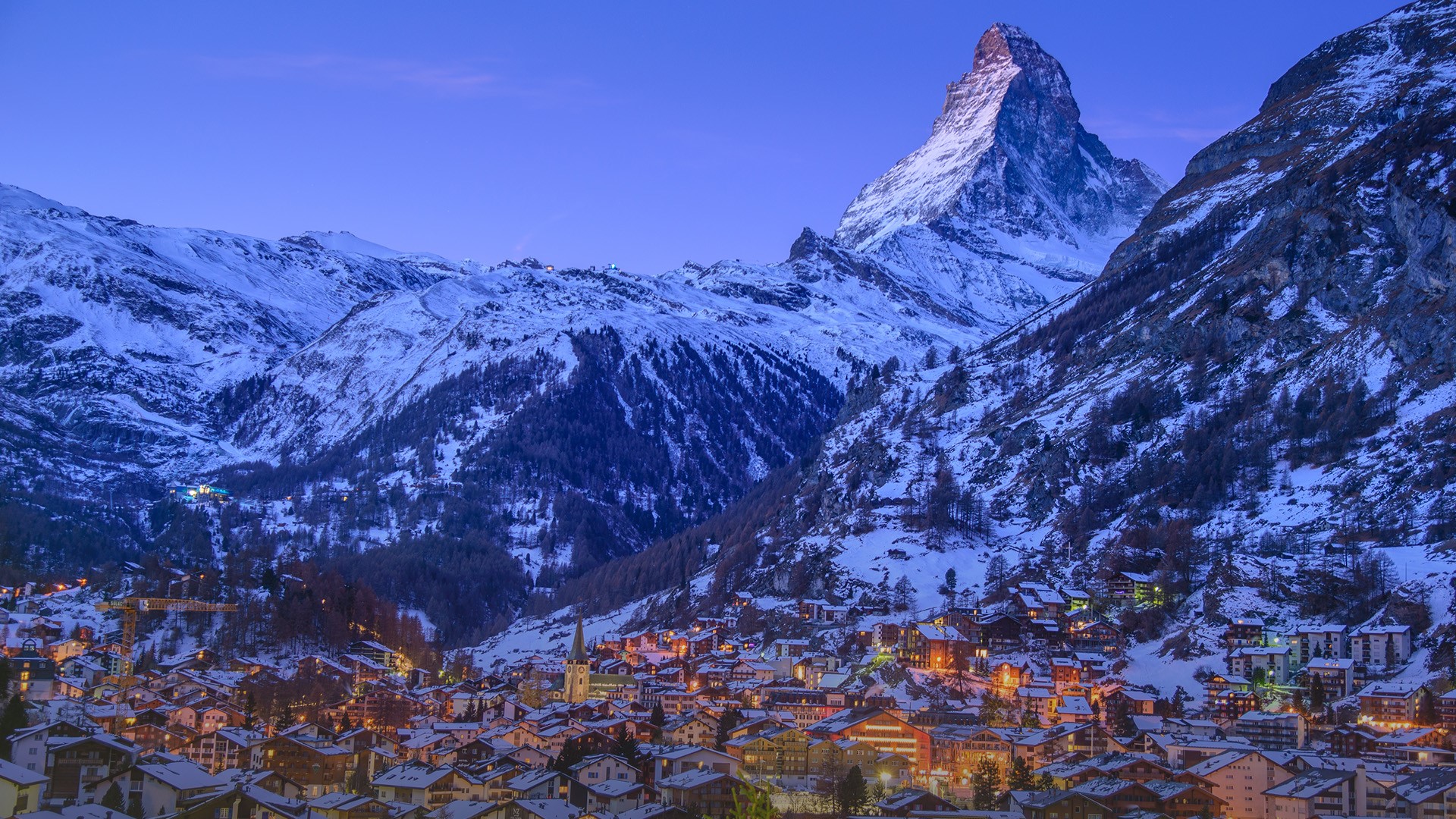 Early winter morning in Zermatt with Matterhorn in background, Switzerland. Windows 10 Spotlight Image