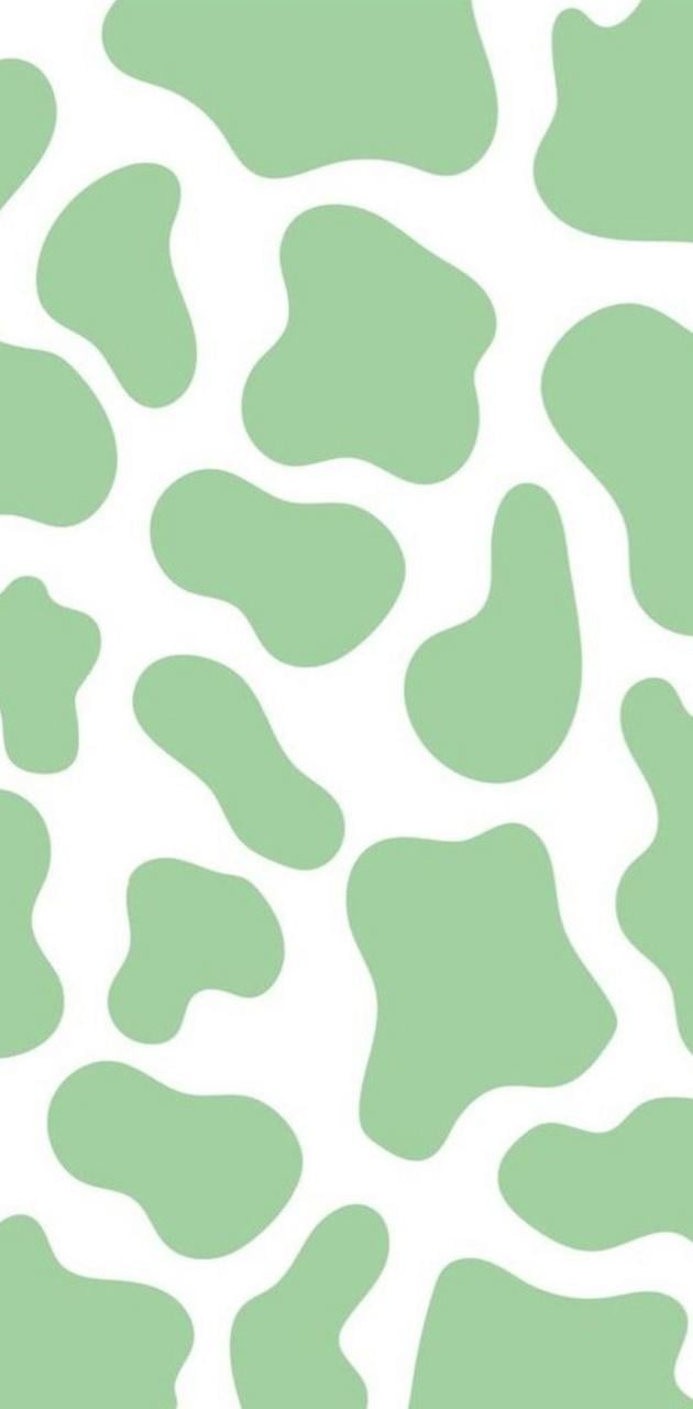Green cow print wallpaper