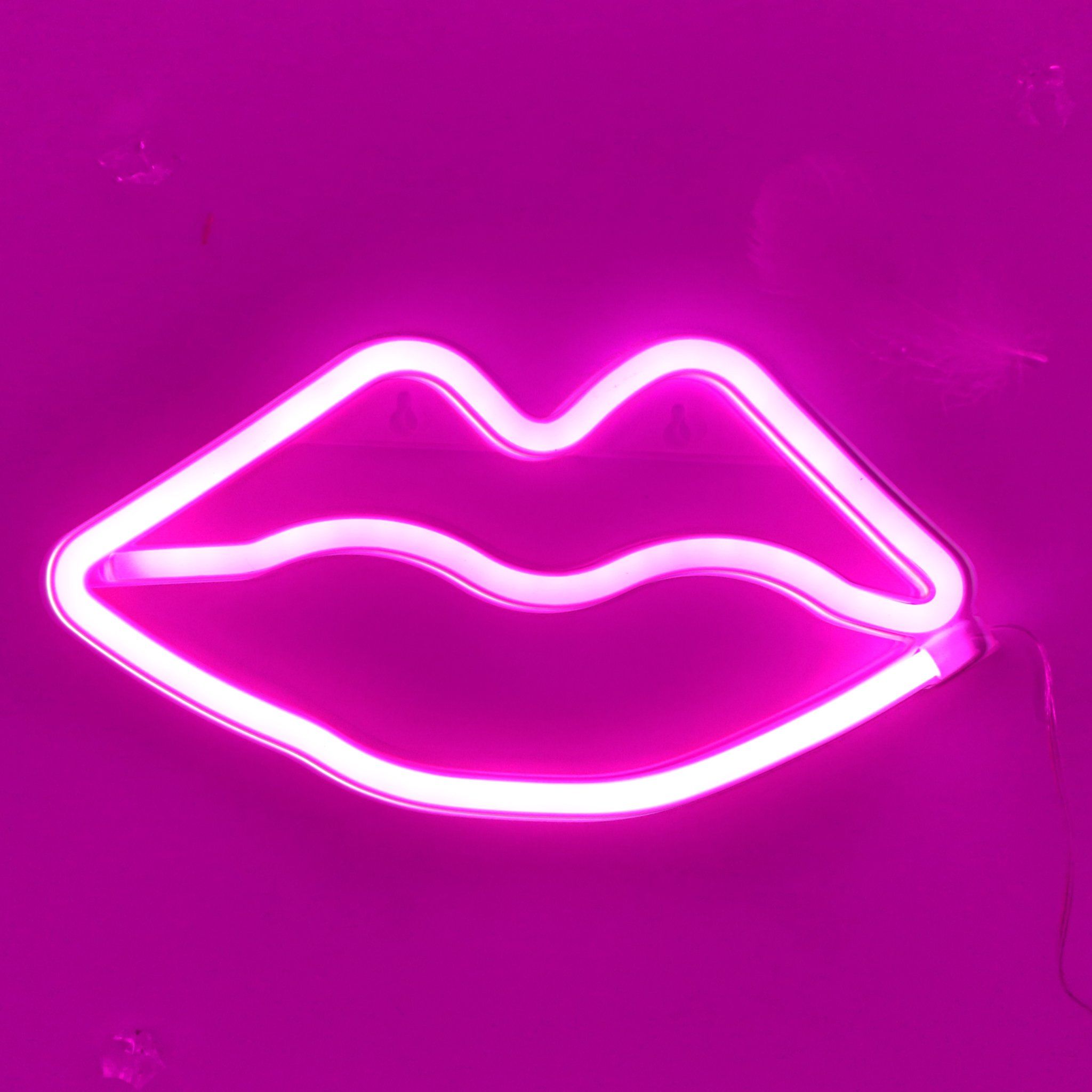TONGER® Pink Lips Wall LED Neon Light Sign. Neon light wallpaper, Pink neon sign, Neon lips