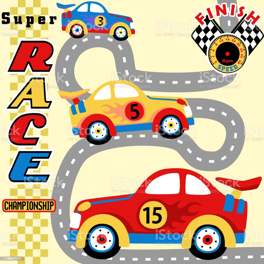 Race Car Competition Kids T Shirt Design Wallpaper Vector Cartoon Illustration Stock Illustration Image Now