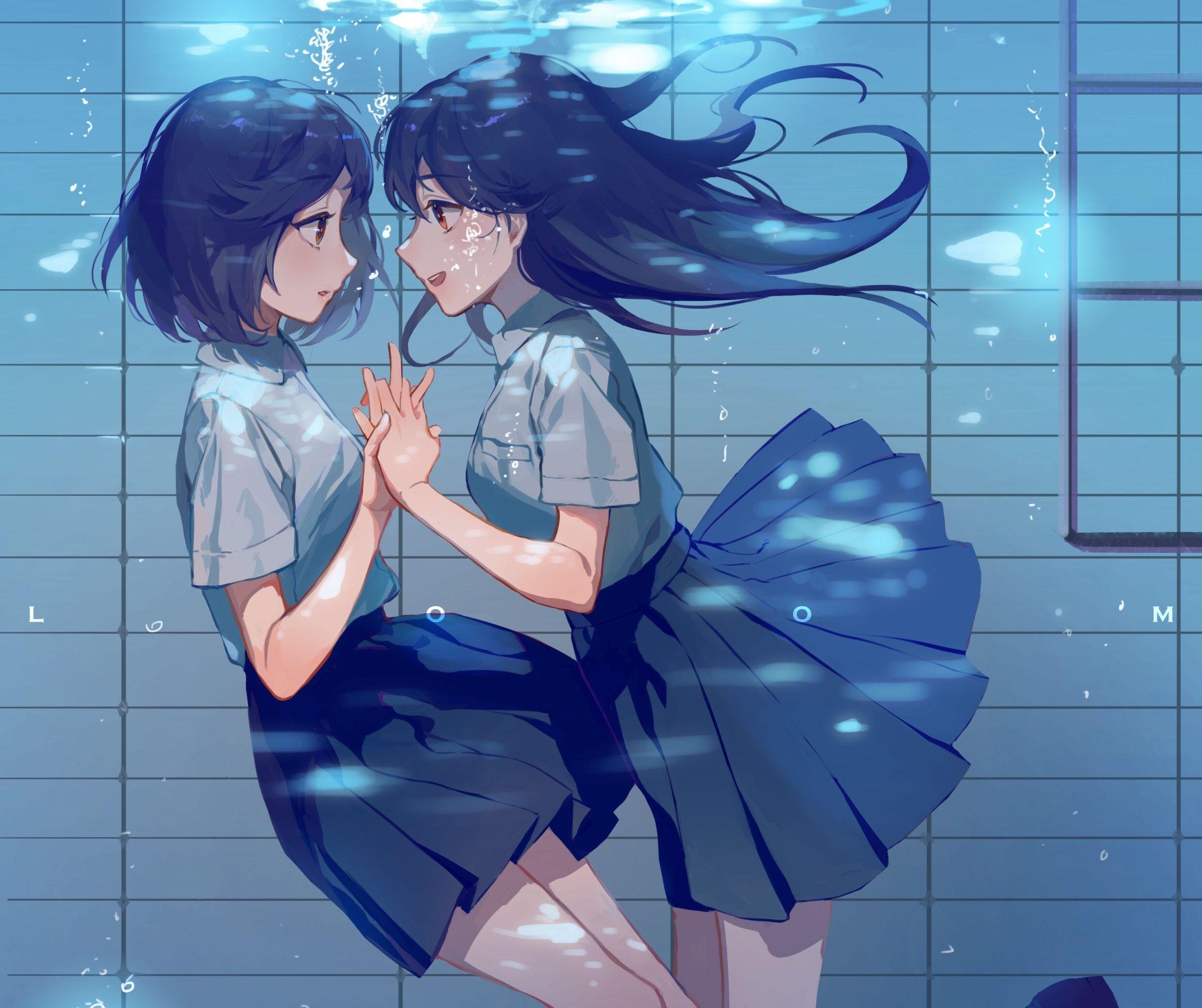 Lesbian Kiss Anime Wallpapers Wallpaper Cave