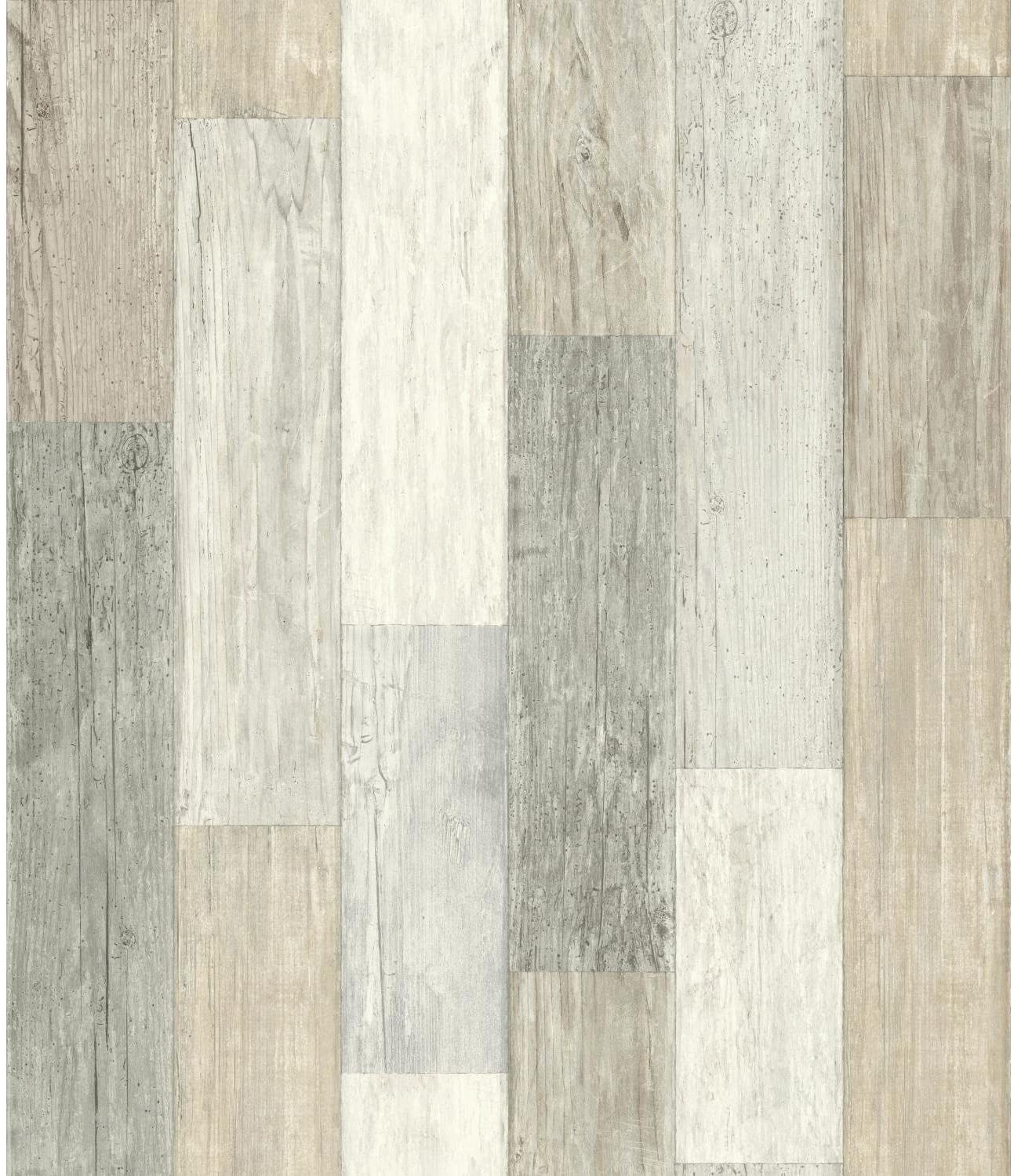 York Wallcoverings Pallet Board Water Activated Removable Wallpaper Off White. Spray With Water And Hang. Ultra Easy