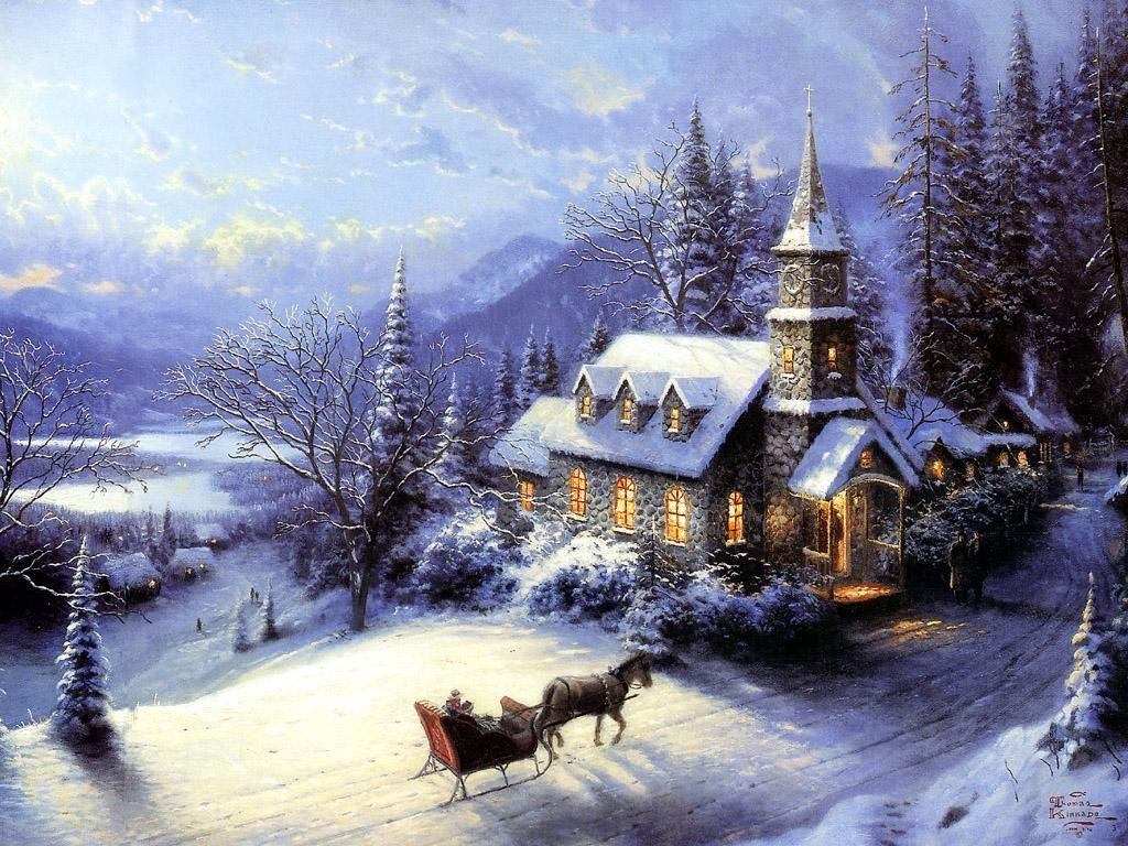 Digital Wallpaper. Classic Outdoor Christmas Scenes