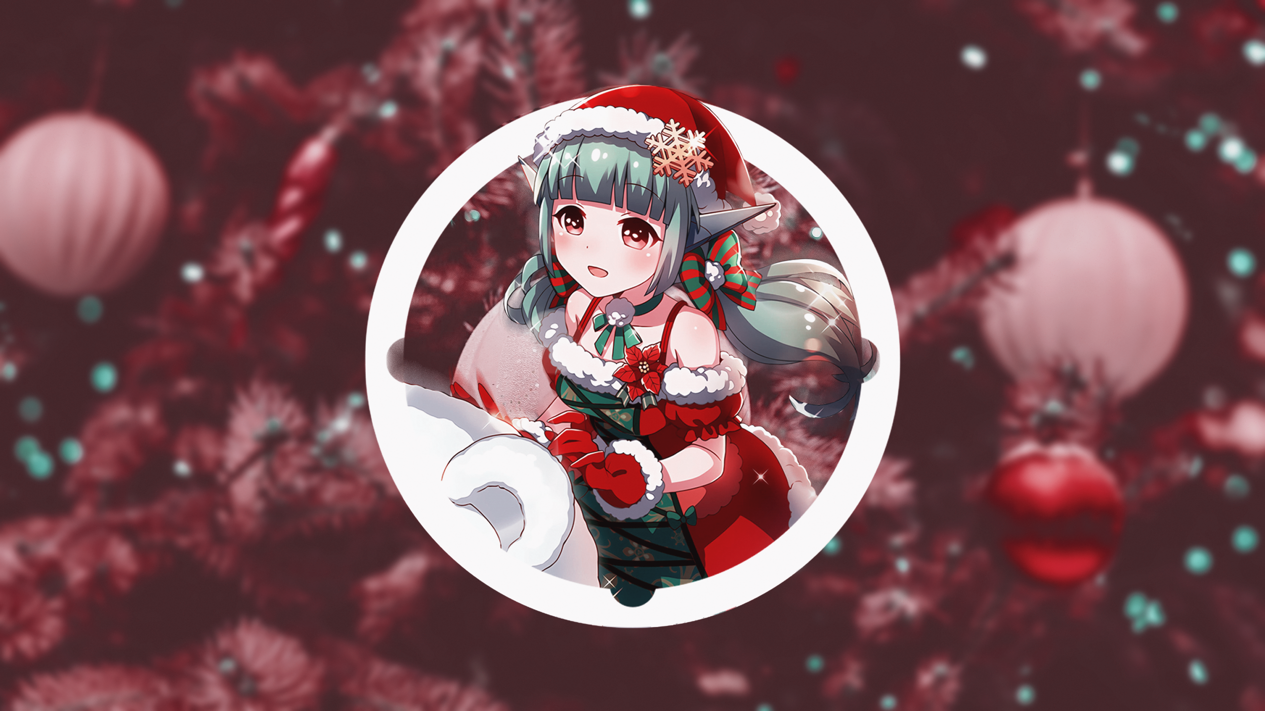 Piture In Picture Christmas Anime Girls Wallpaper:2560x1440
