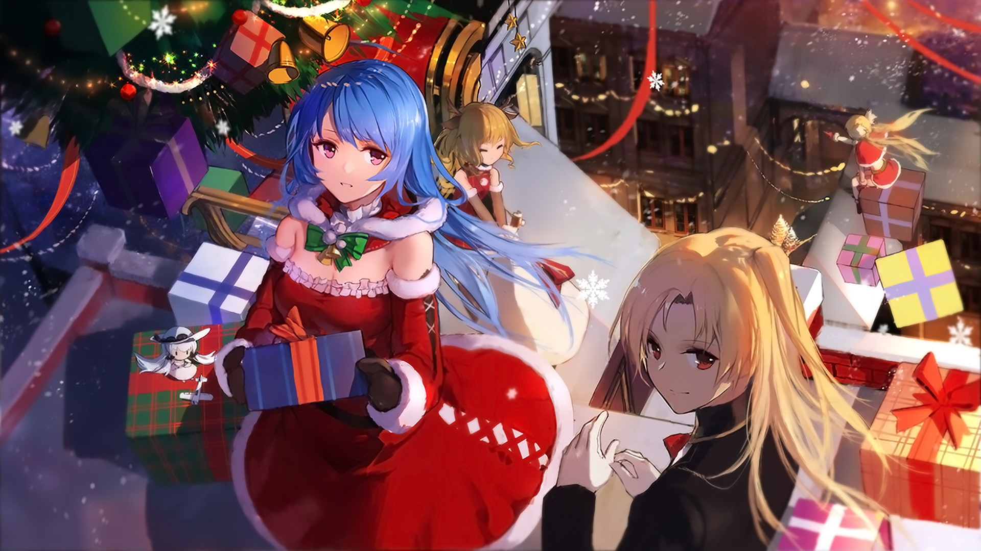 Desktop Wallpaper Anime Girls, Azur Lane, Christmas, Party, HD Image, Picture, Background, 1a04a6