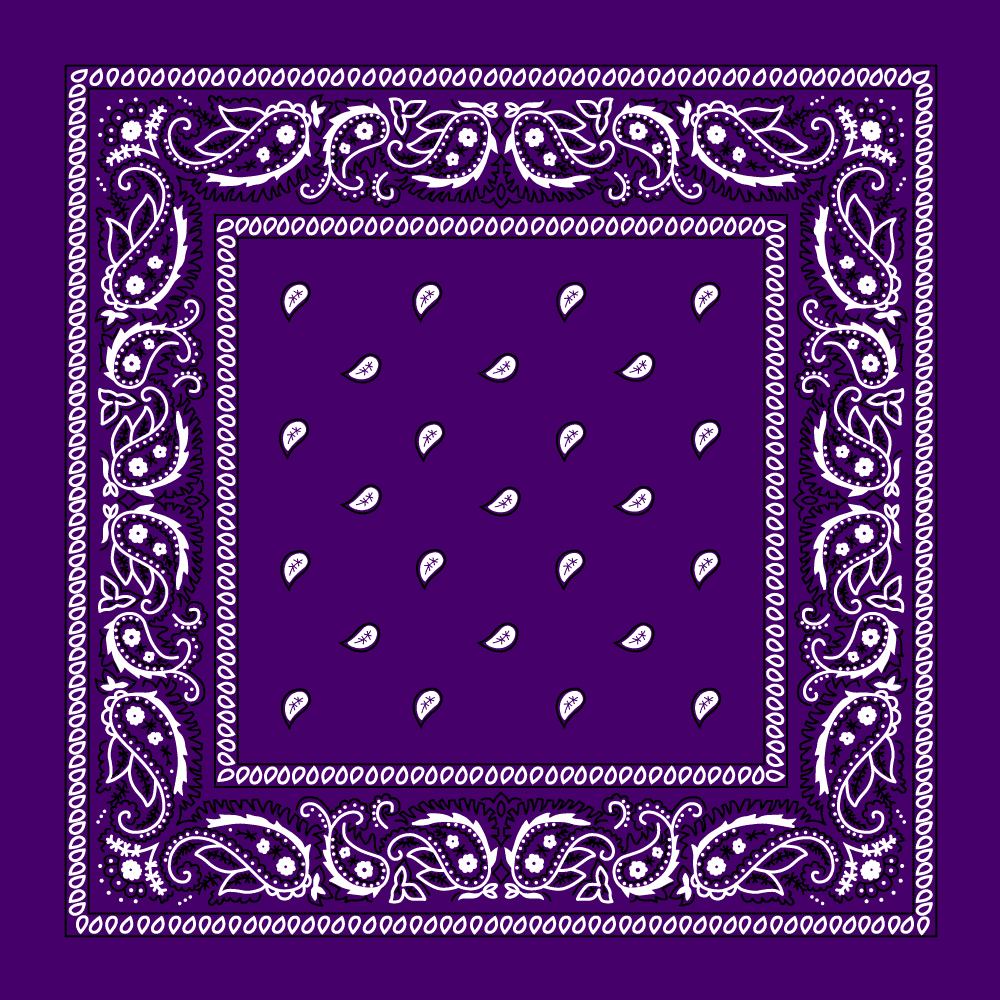 Value Classic Paisley Bandana Imported 100% Cotton. Printing double sided, Purple, Cotton