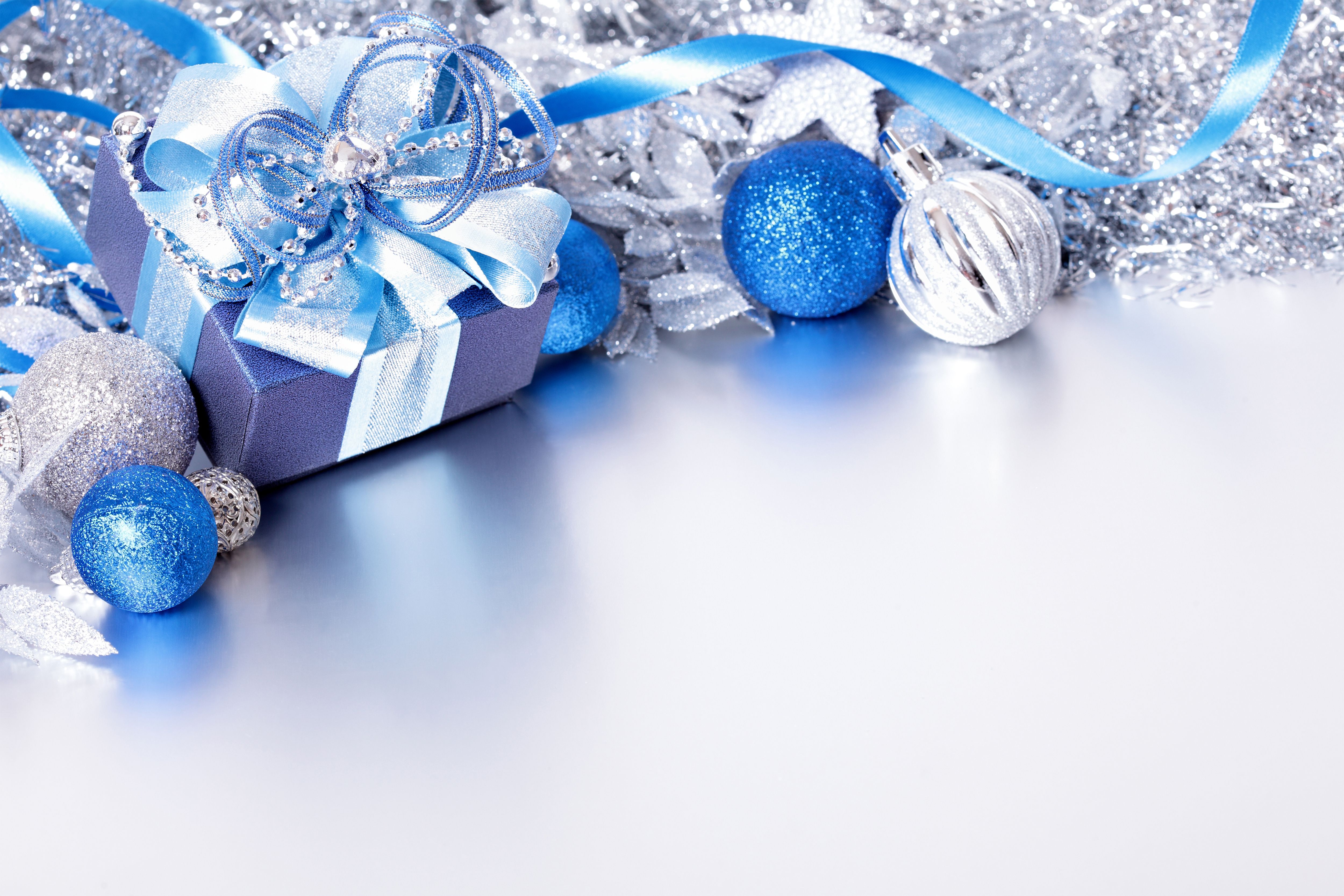 Silver and Blue Christmas Background with Gift. Blue christmas, Blue christmas background, Christmas background